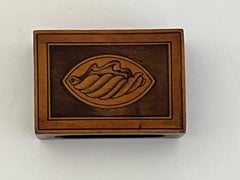 Antique Hardwood Matchbox Holder with fine Shell Patera Inlay, late 19th Century