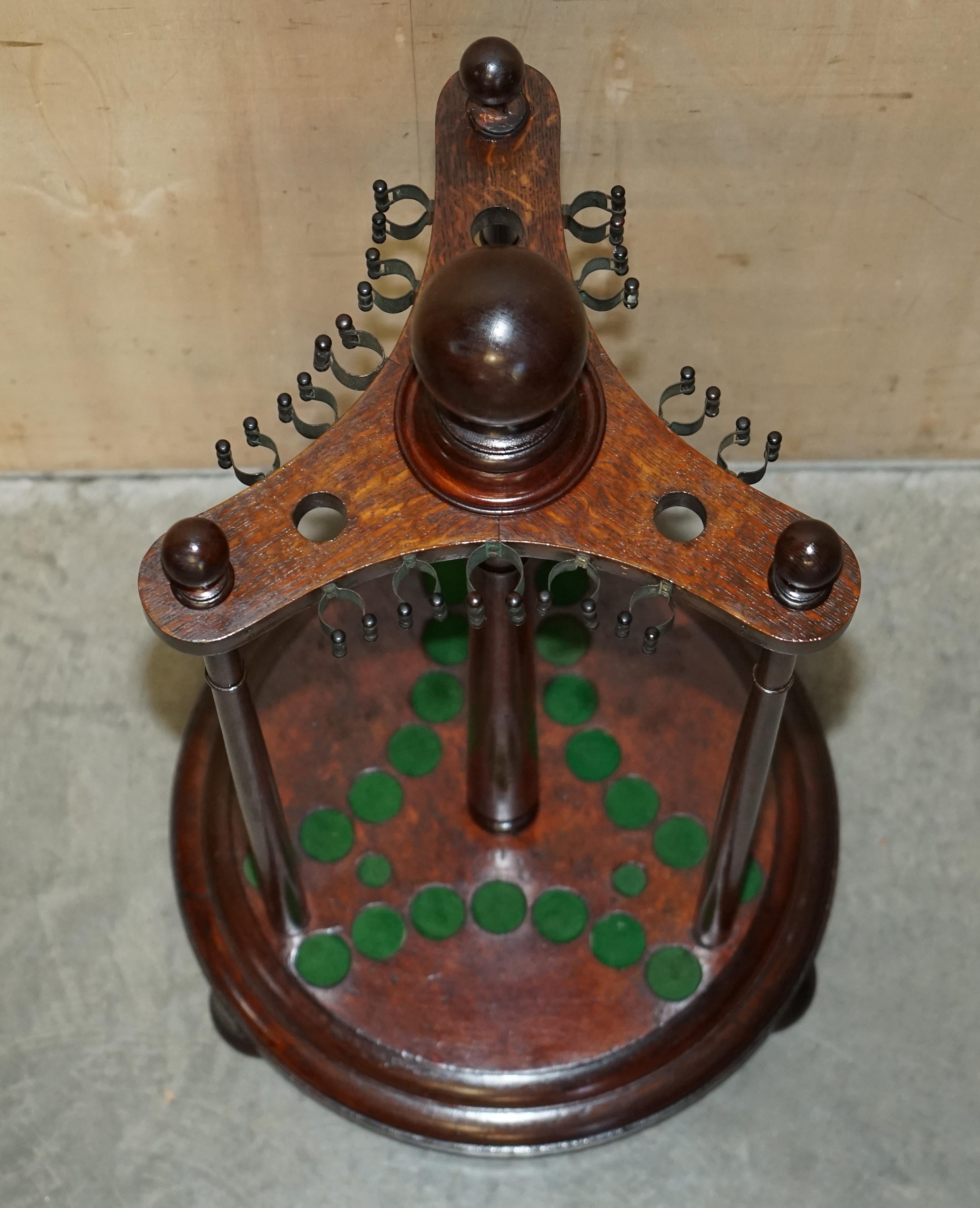 Antique Hardwood Victorian Hand Carved Revolving Snooker POOL Cue Rack 3