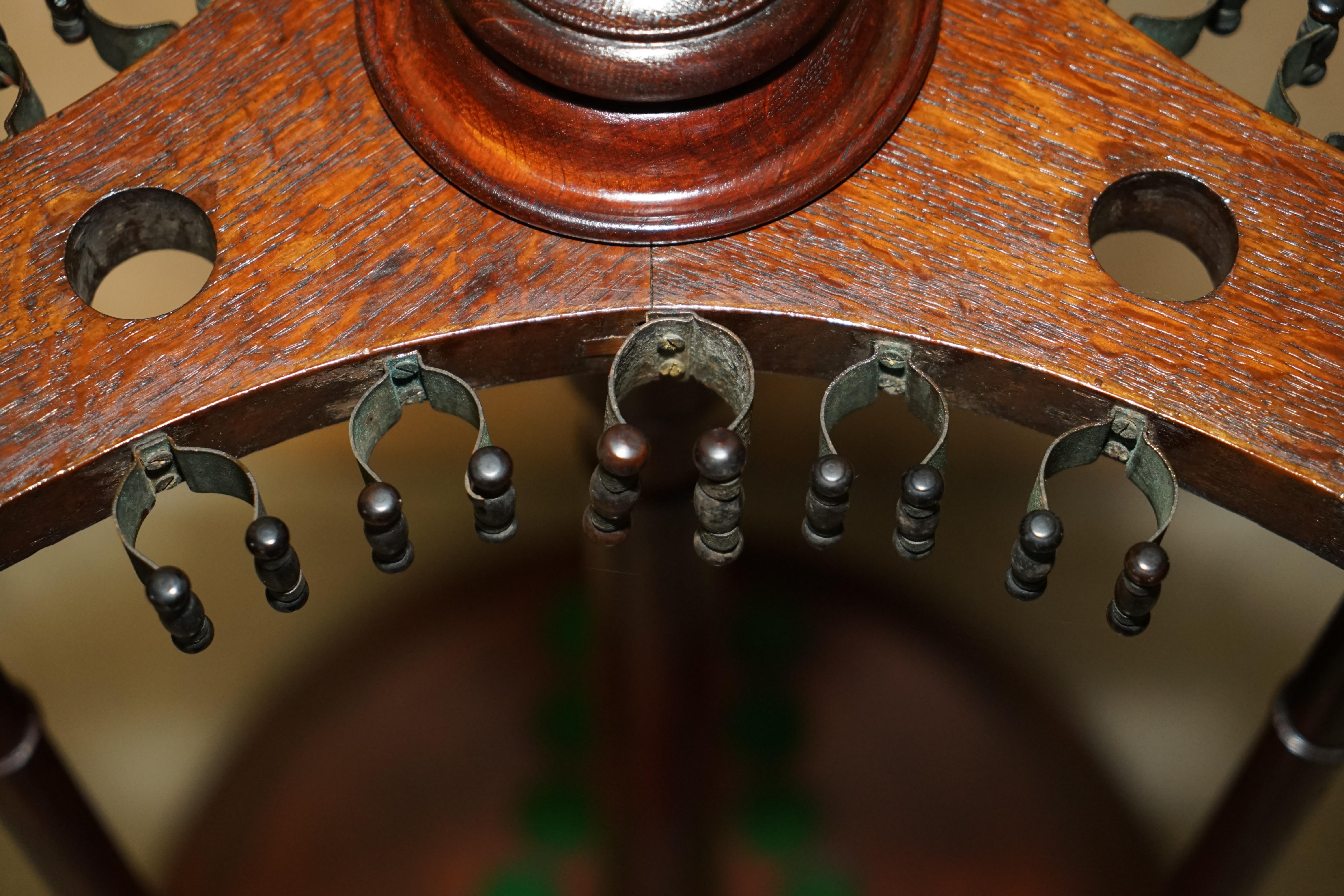 Antique Hardwood Victorian Hand Carved Revolving Snooker POOL Cue Rack 5