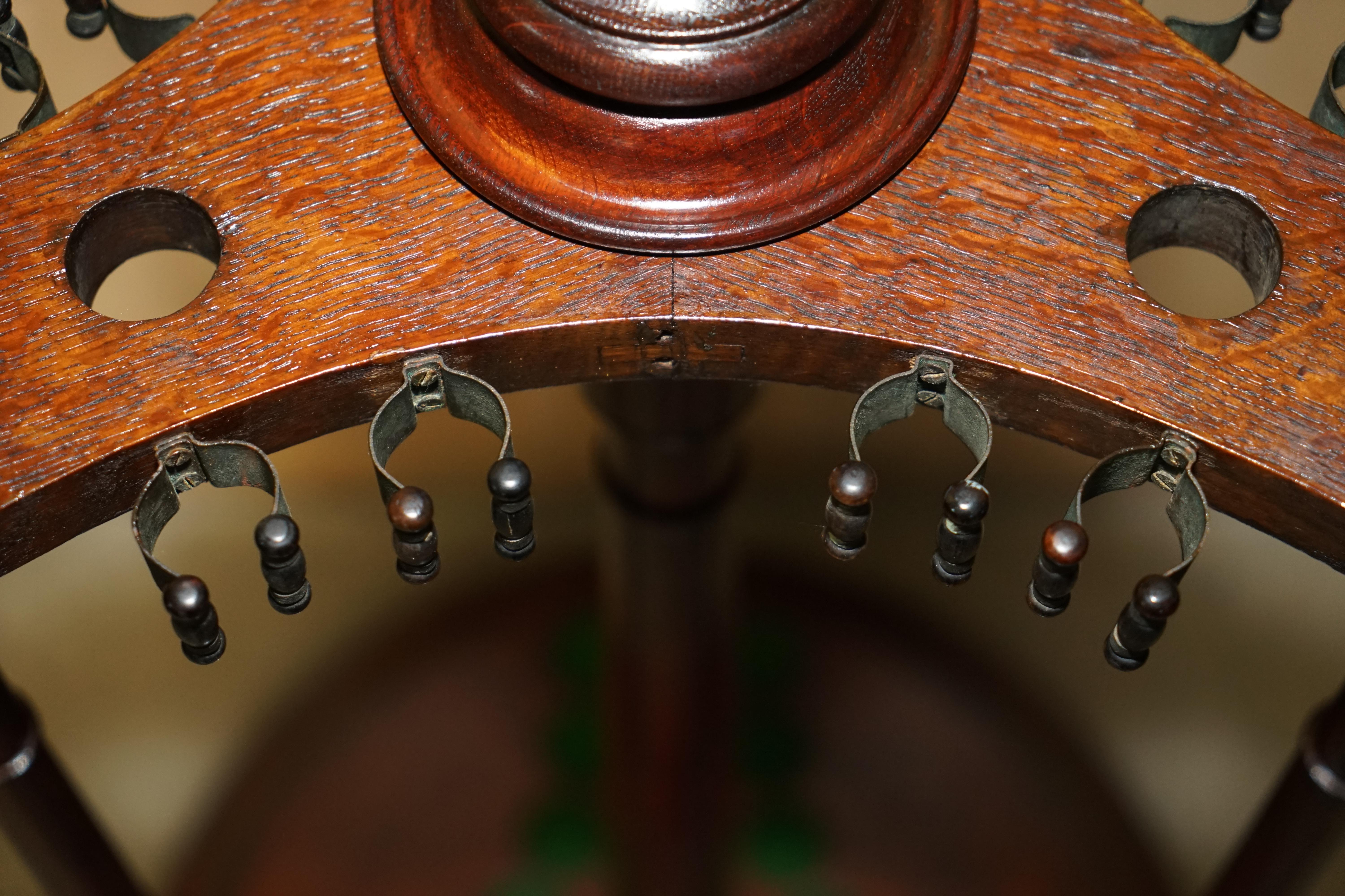 Antique Hardwood Victorian Hand Carved Revolving Snooker POOL Cue Rack 6