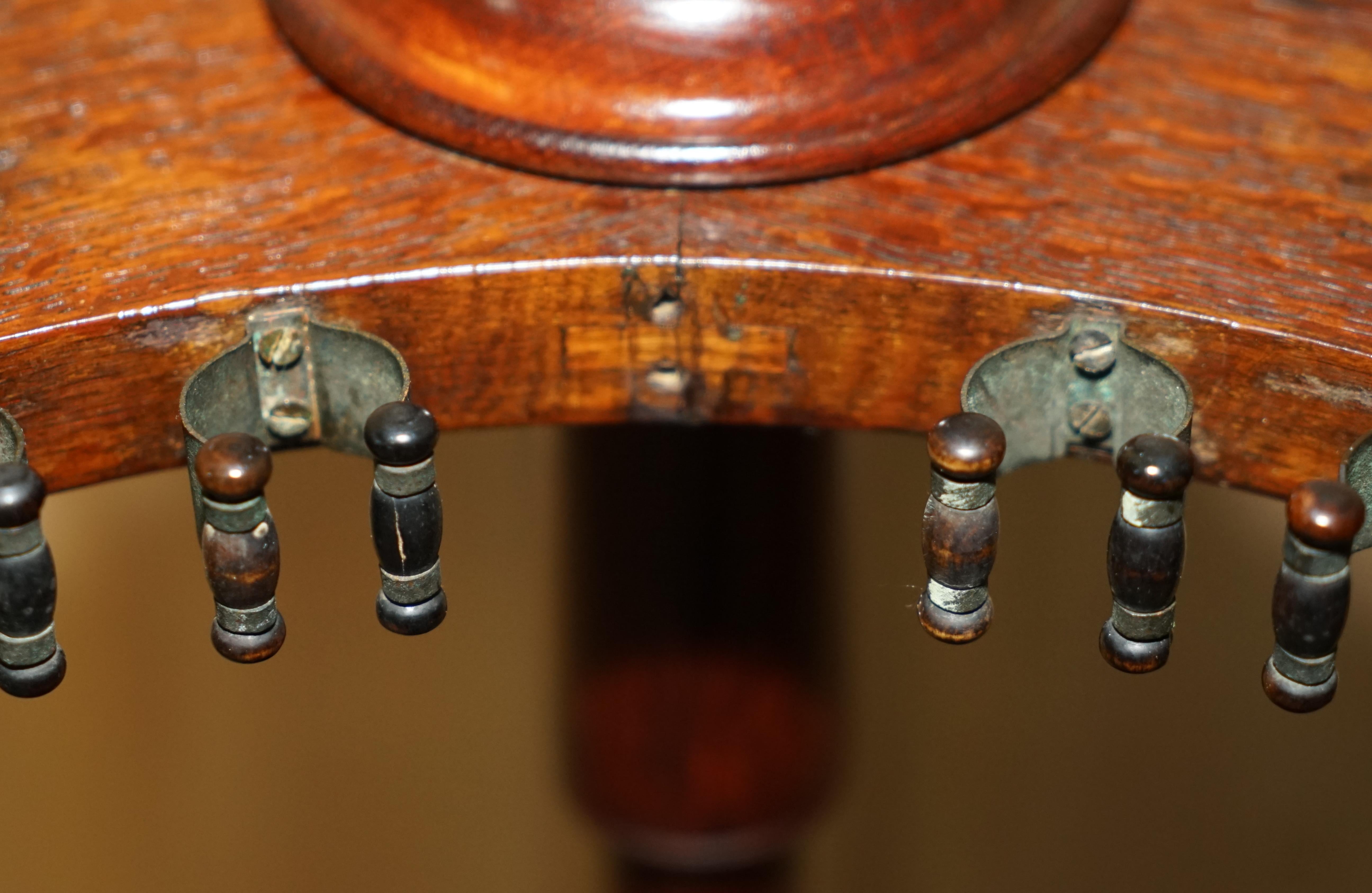 Antique Hardwood Victorian Hand Carved Revolving Snooker POOL Cue Rack 7