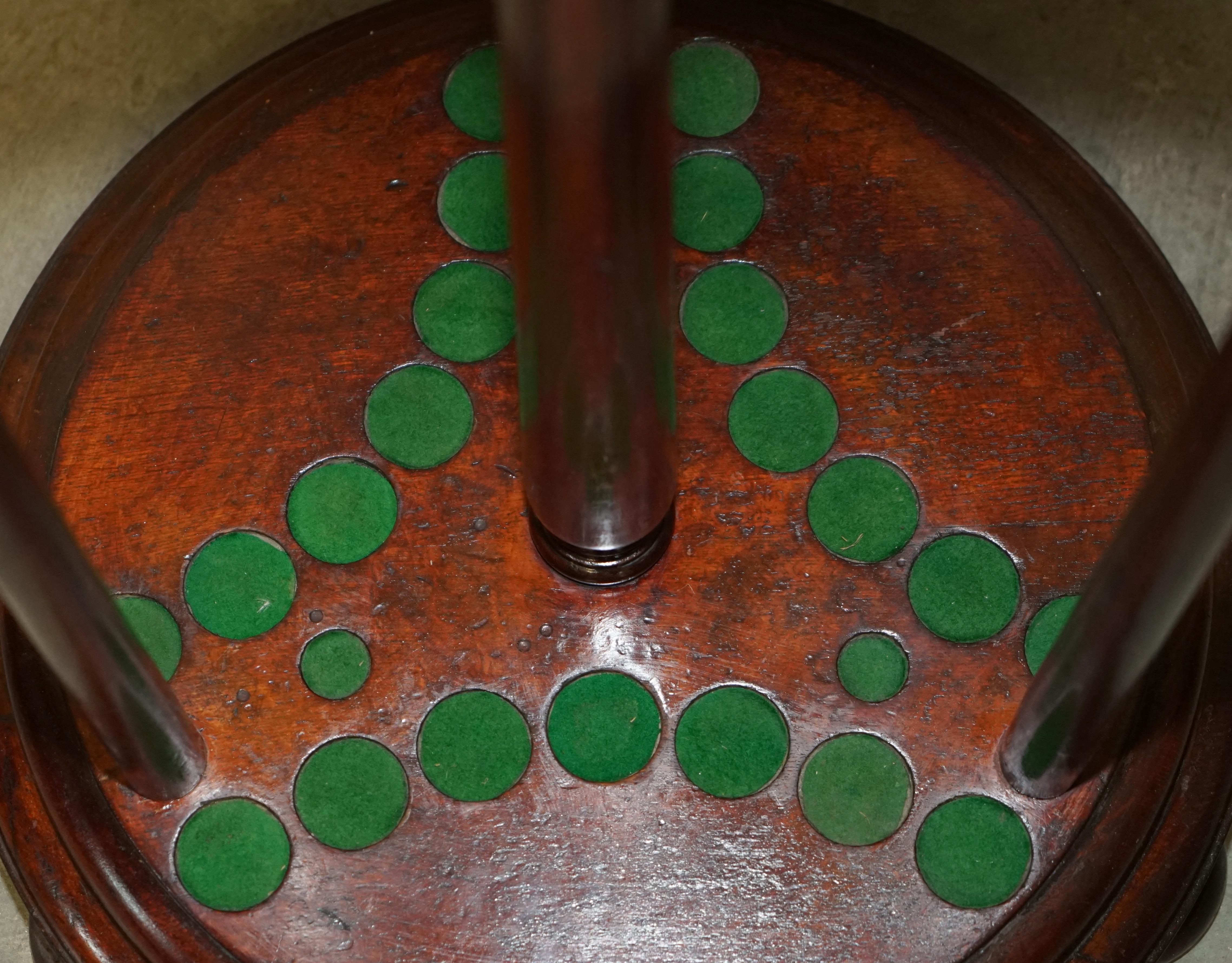 Antique Hardwood Victorian Hand Carved Revolving Snooker POOL Cue Rack 8