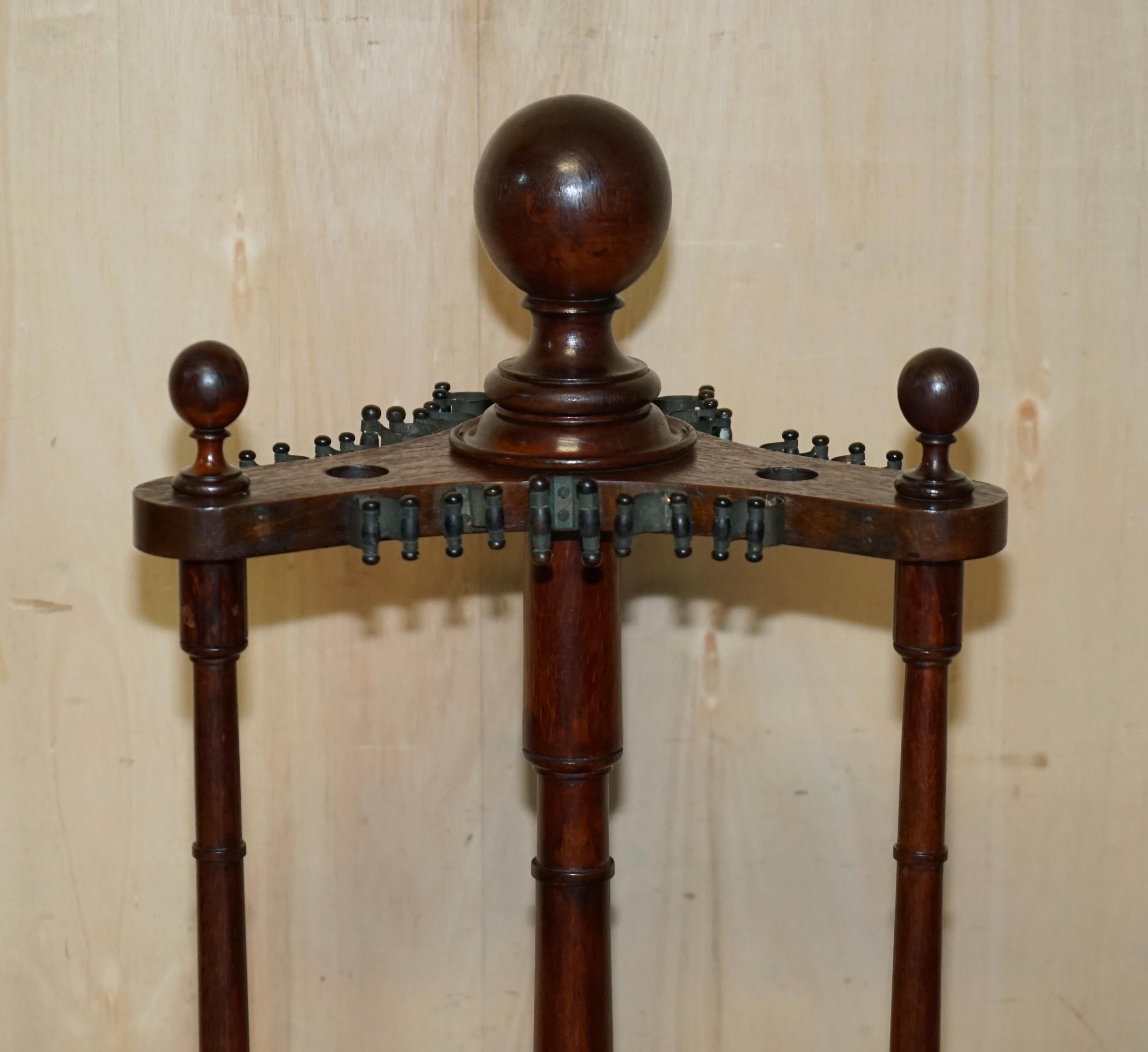 High Victorian Antique Hardwood Victorian Hand Carved Revolving Snooker POOL Cue Rack