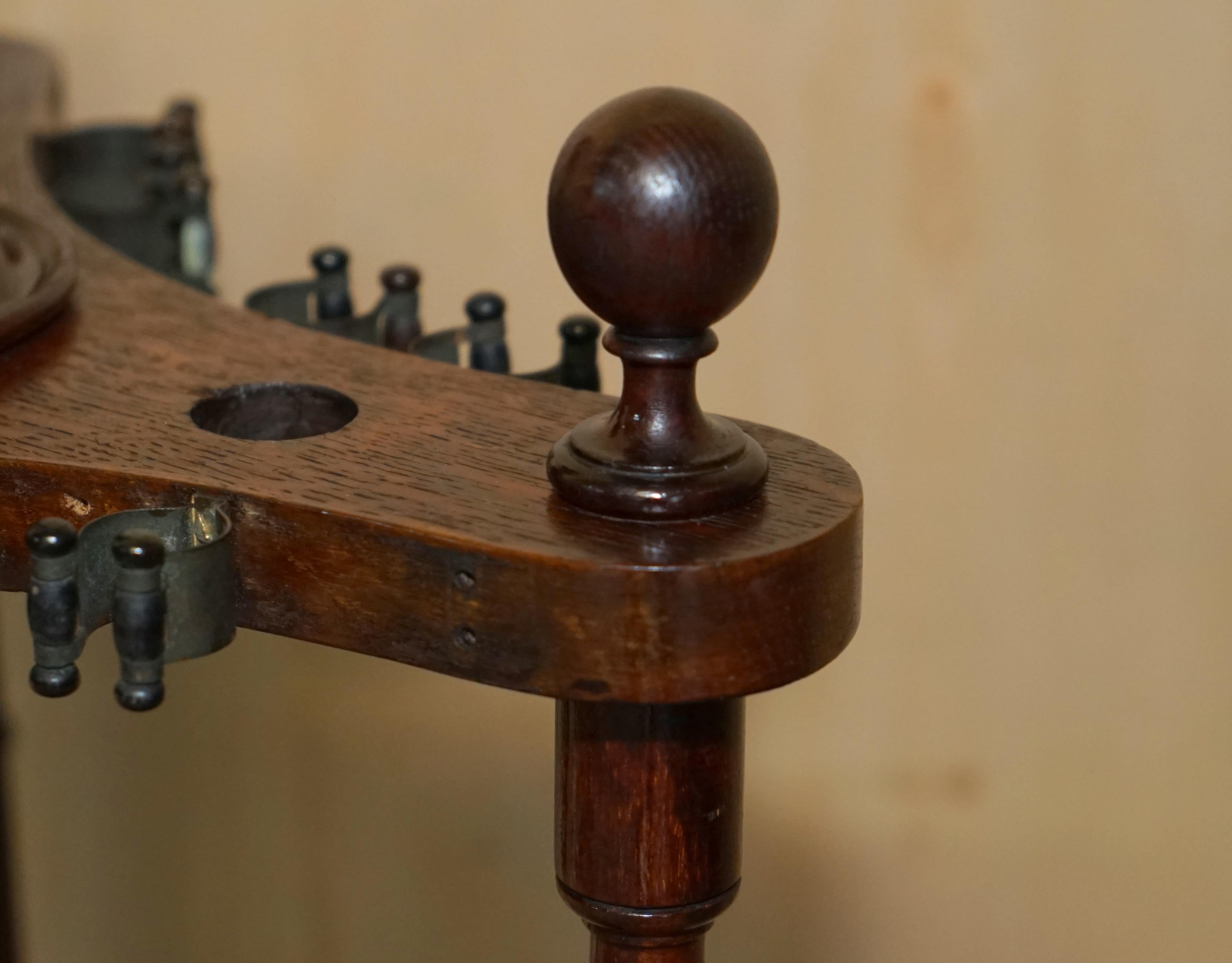 Late 19th Century Antique Hardwood Victorian Hand Carved Revolving Snooker POOL Cue Rack