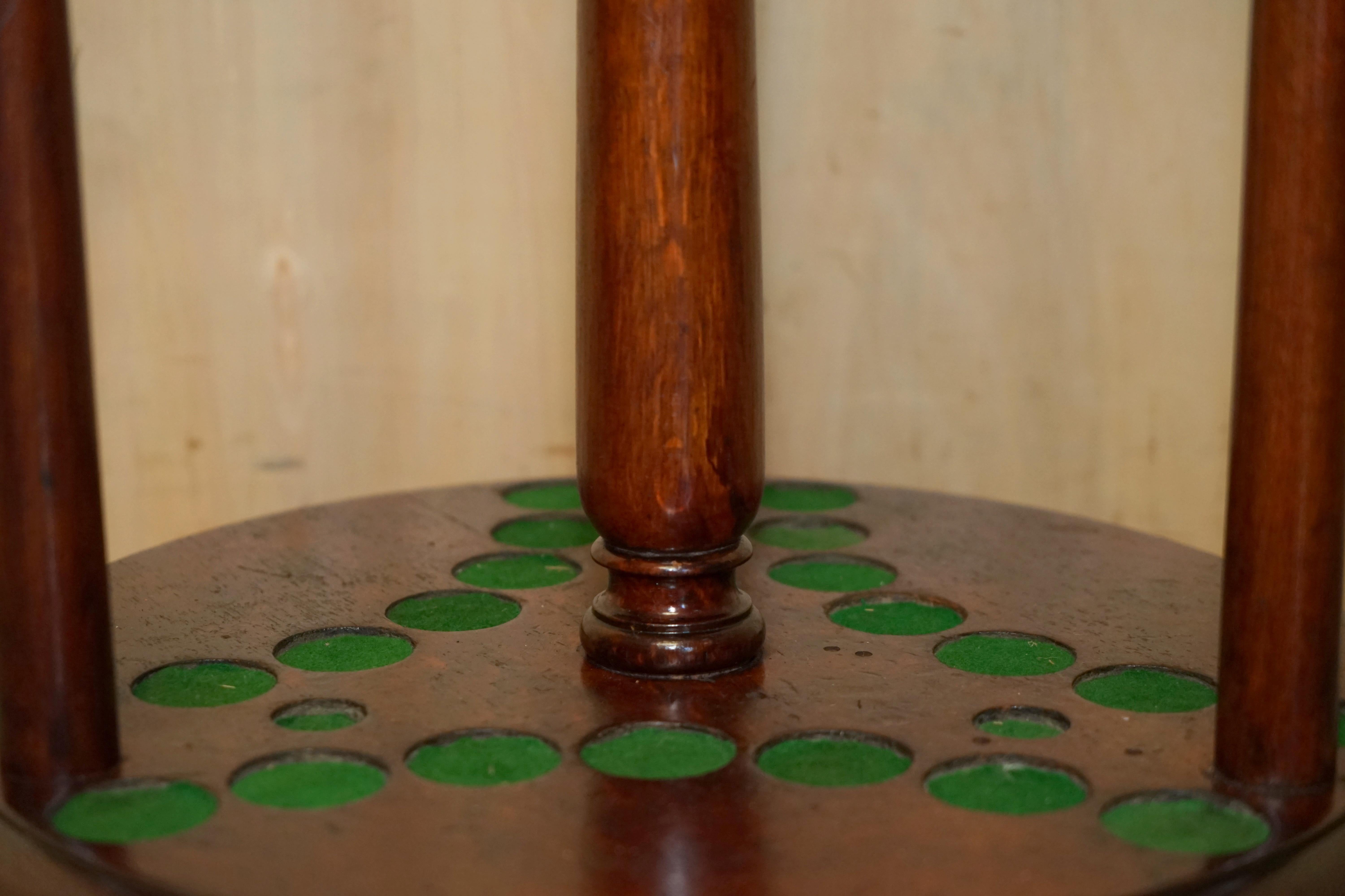 Antique Hardwood Victorian Hand Carved Revolving Snooker POOL Cue Rack 2