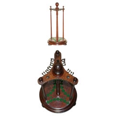 Antique Hardwood Victorian Hand Carved Revolving Snooker POOL Cue Rack