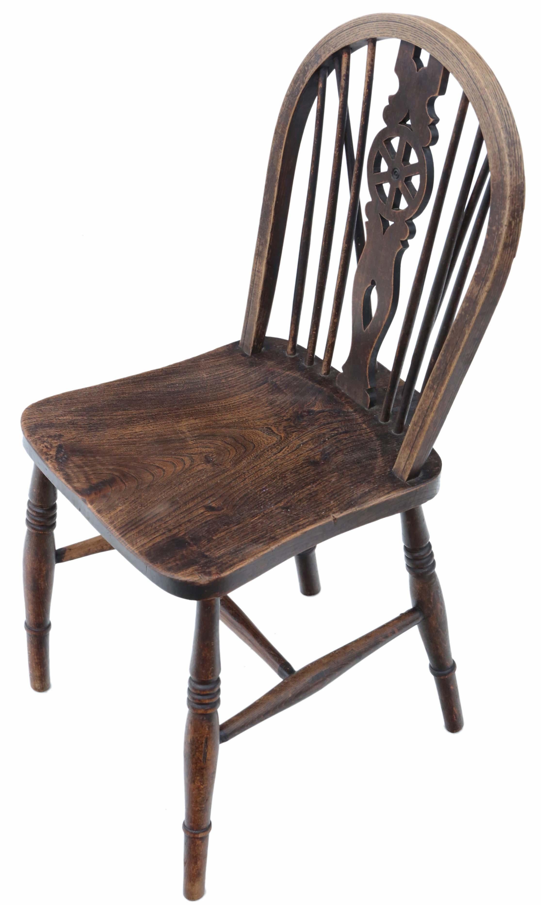 Legno Antico set di 8 (6 più 2) sedie da pranzo da cucina in frassino e olmo C1910 in vendita