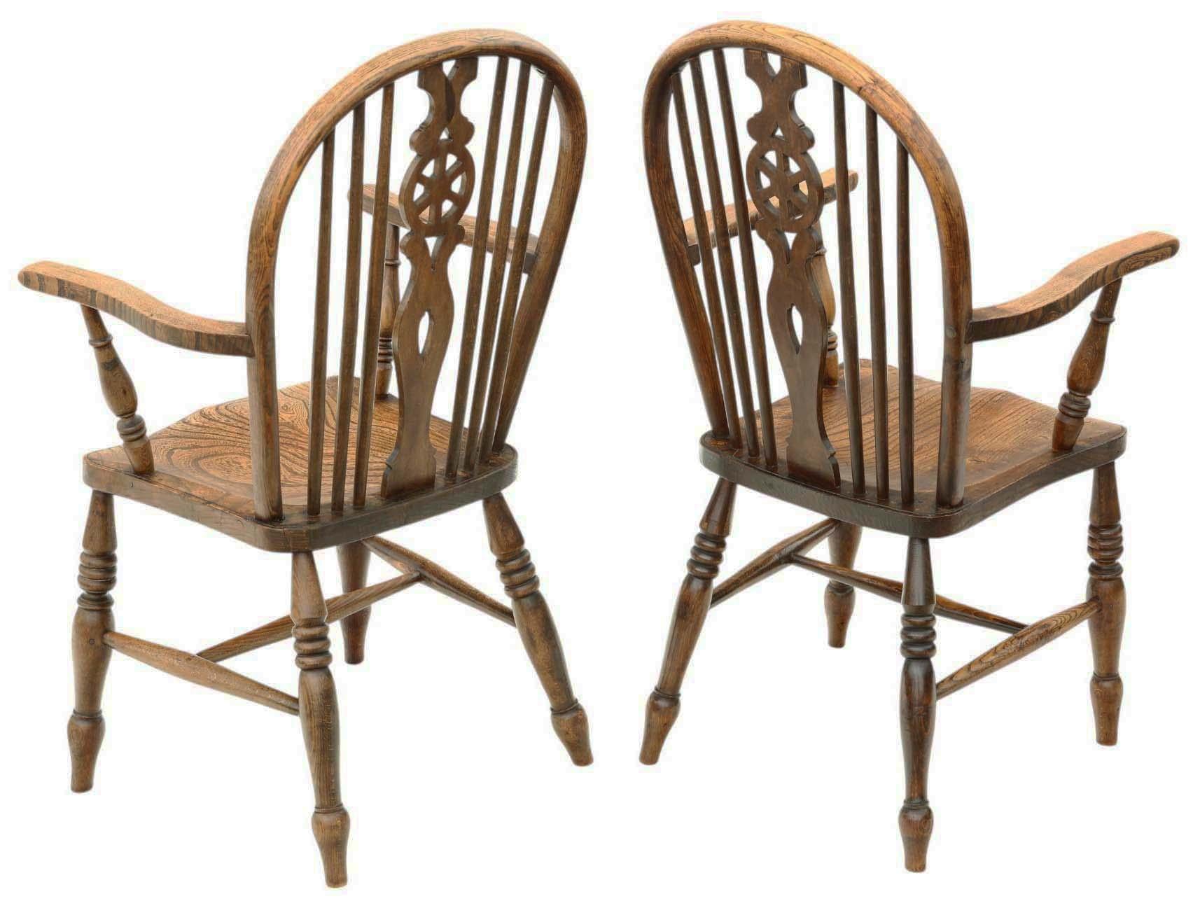 Antico set di 8 (6 più 2) sedie da pranzo da cucina in frassino e olmo C1910 in vendita 2