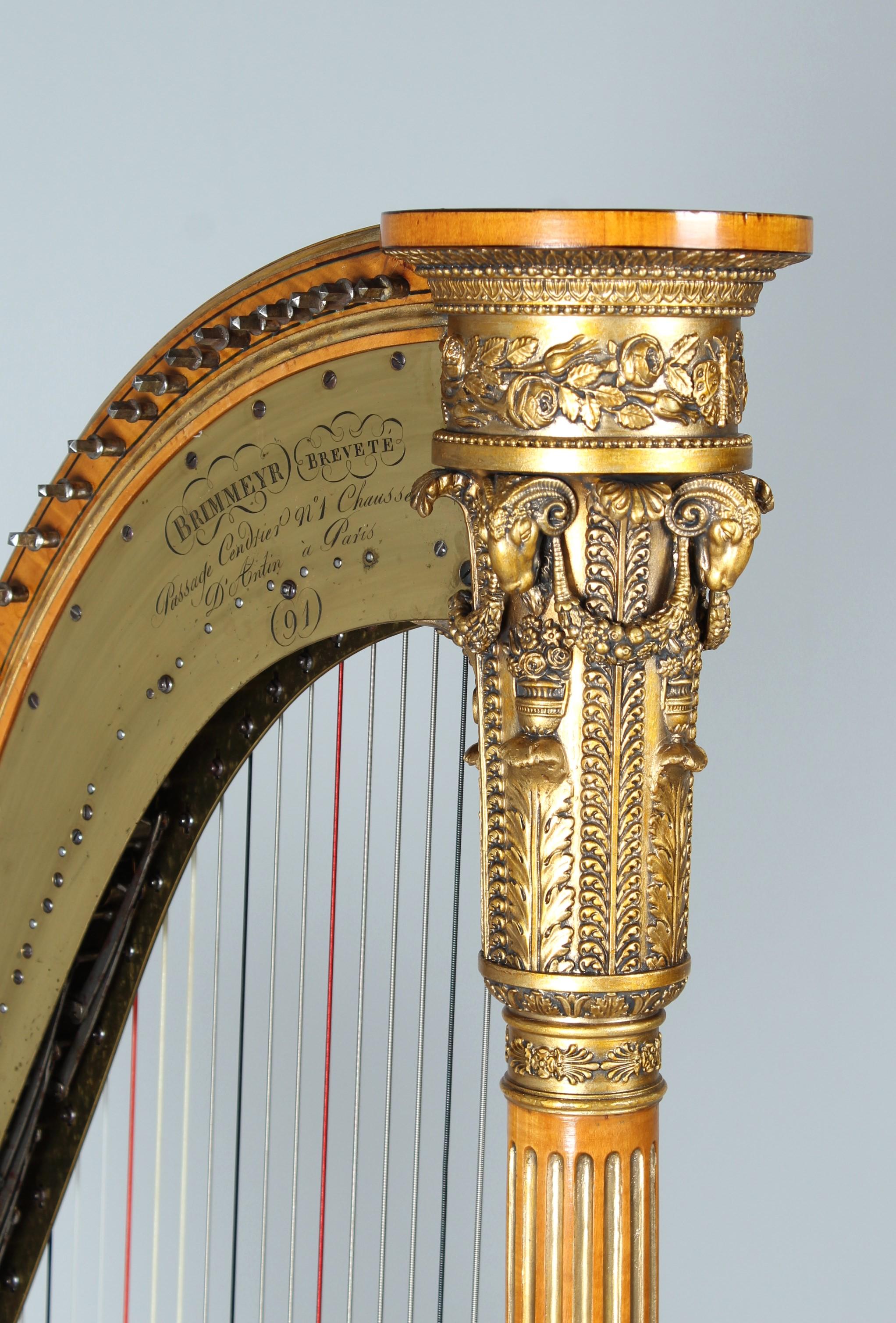 Empire Antique Harpe, Brimmeyr à Paris, Year Of Manufacture: 1826