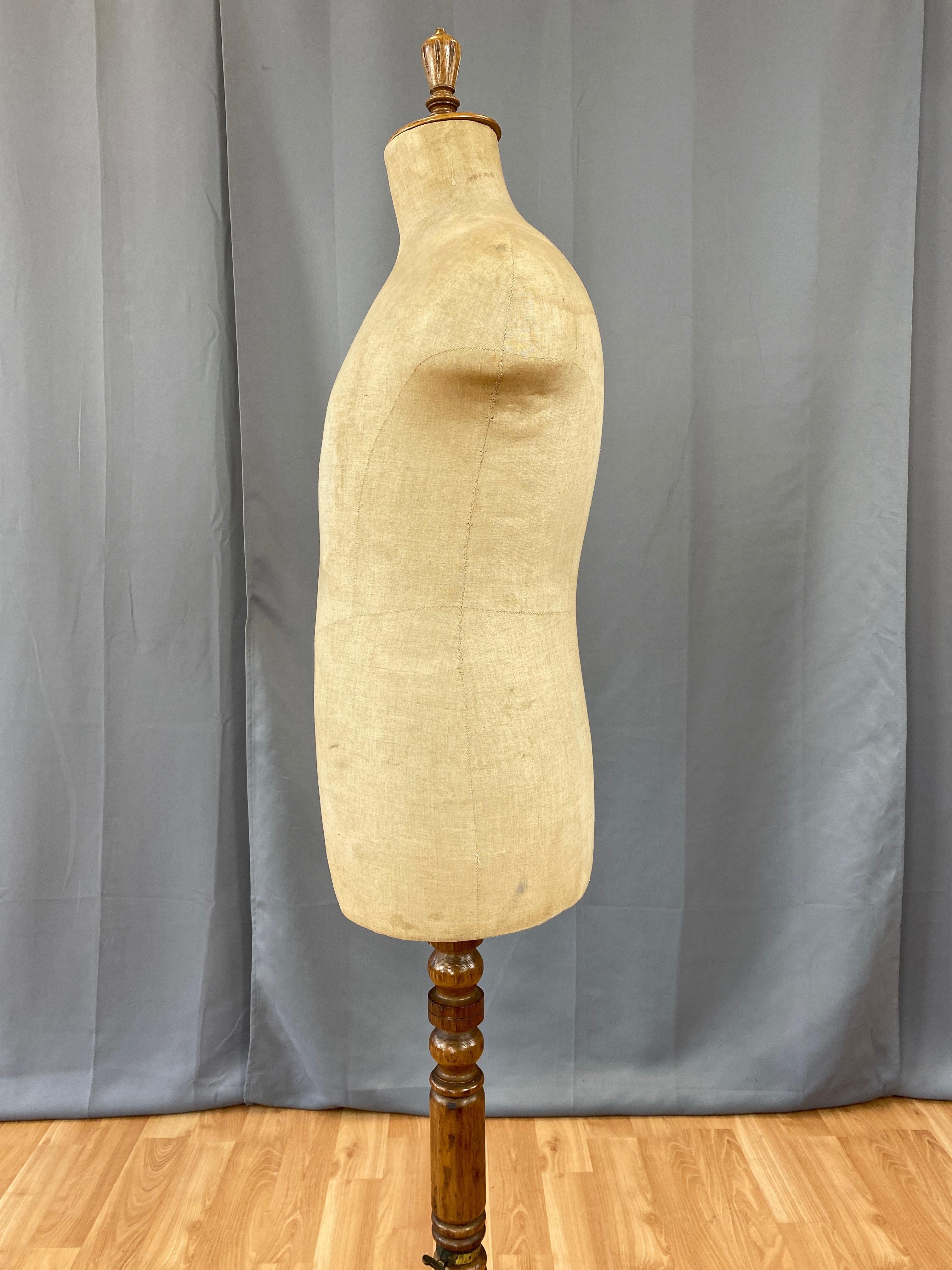 Hand-Carved Antique Harris & Sheldon Tailor’s Mannequin or Display Form, c. 1910