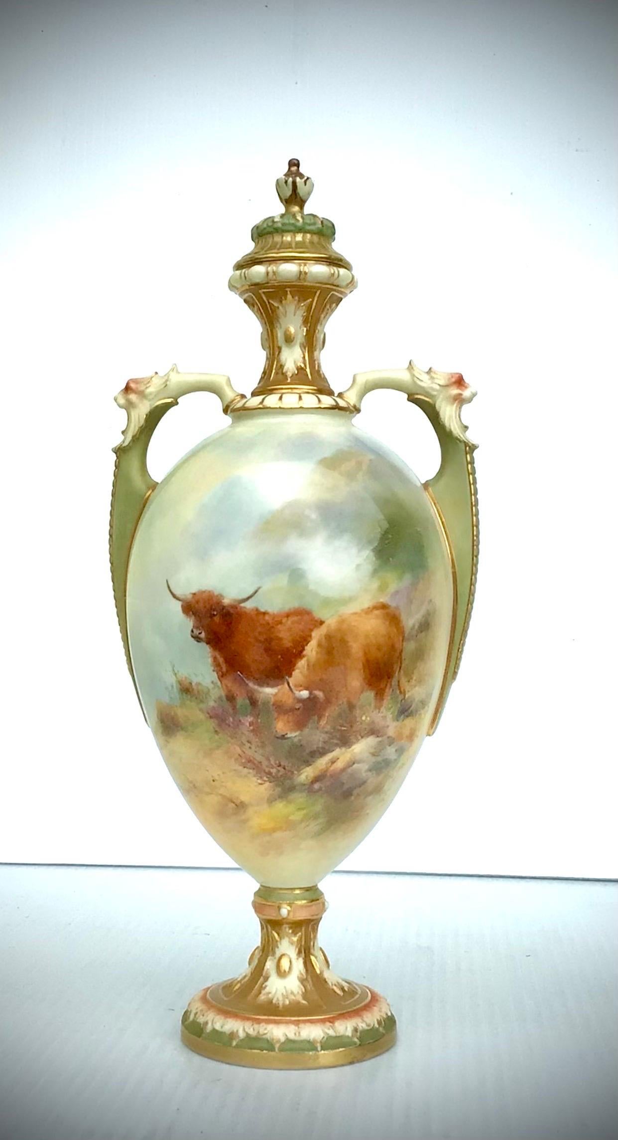 English Antique Harry Stinton Royal Worcester Vase