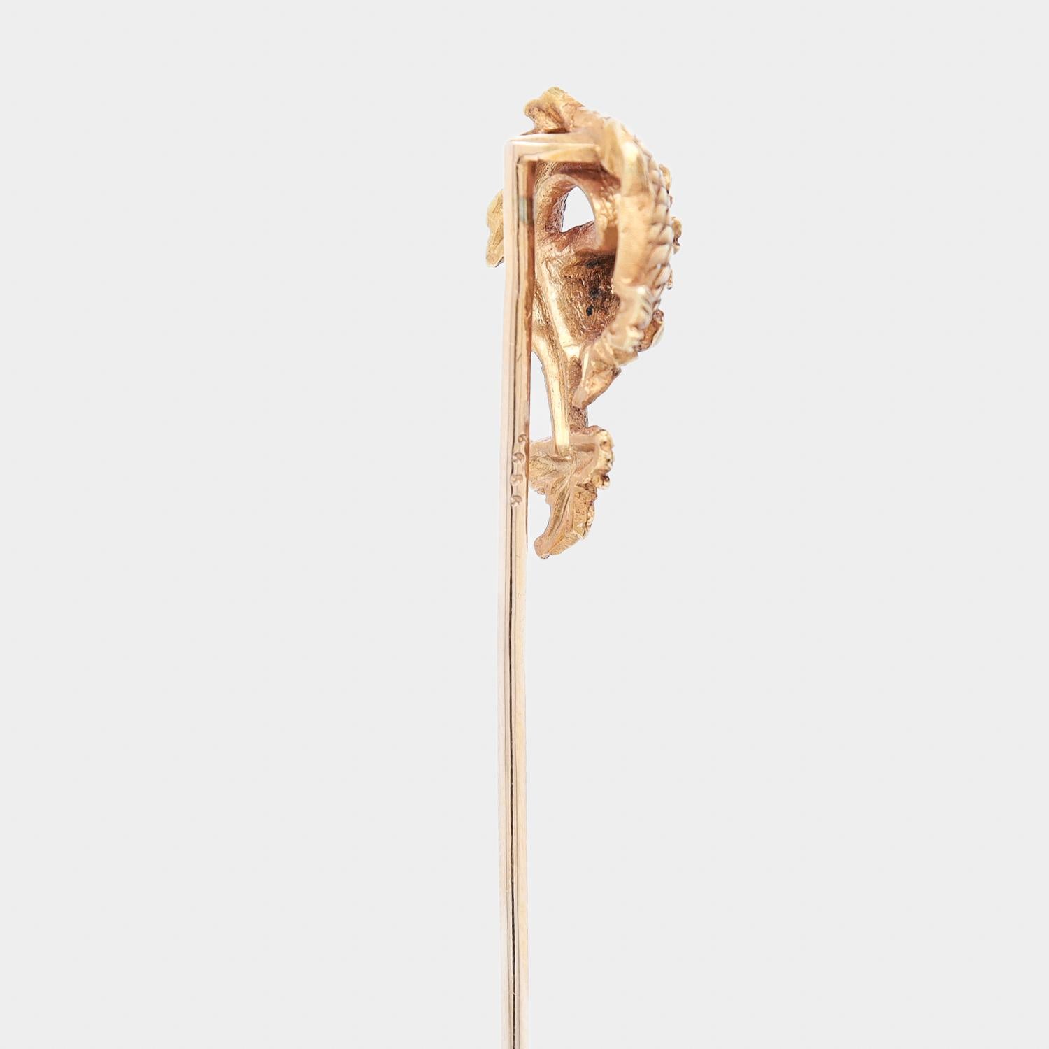 Women's or Men's Antique Hartz et Cie French 18k Gold & Pearl Figural Fish or Dolphin Stickpin