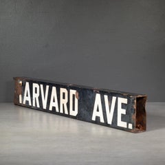 Antiguo letrero de porcelana de Harvard Ave. Letrero de porcelana c.1900-1910