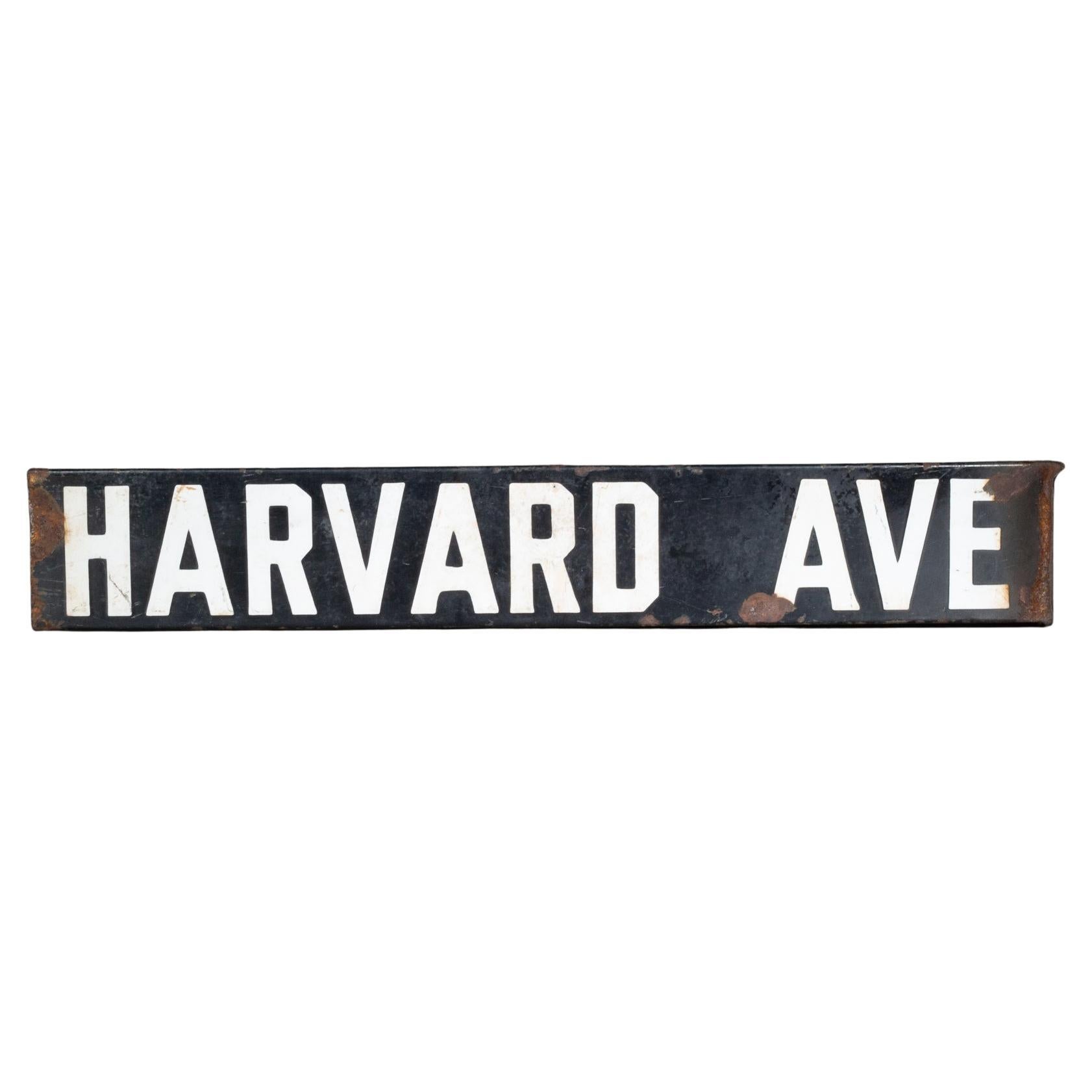 Antiguo letrero de porcelana de Harvard Ave. Letrero de porcelana c.1900-1910