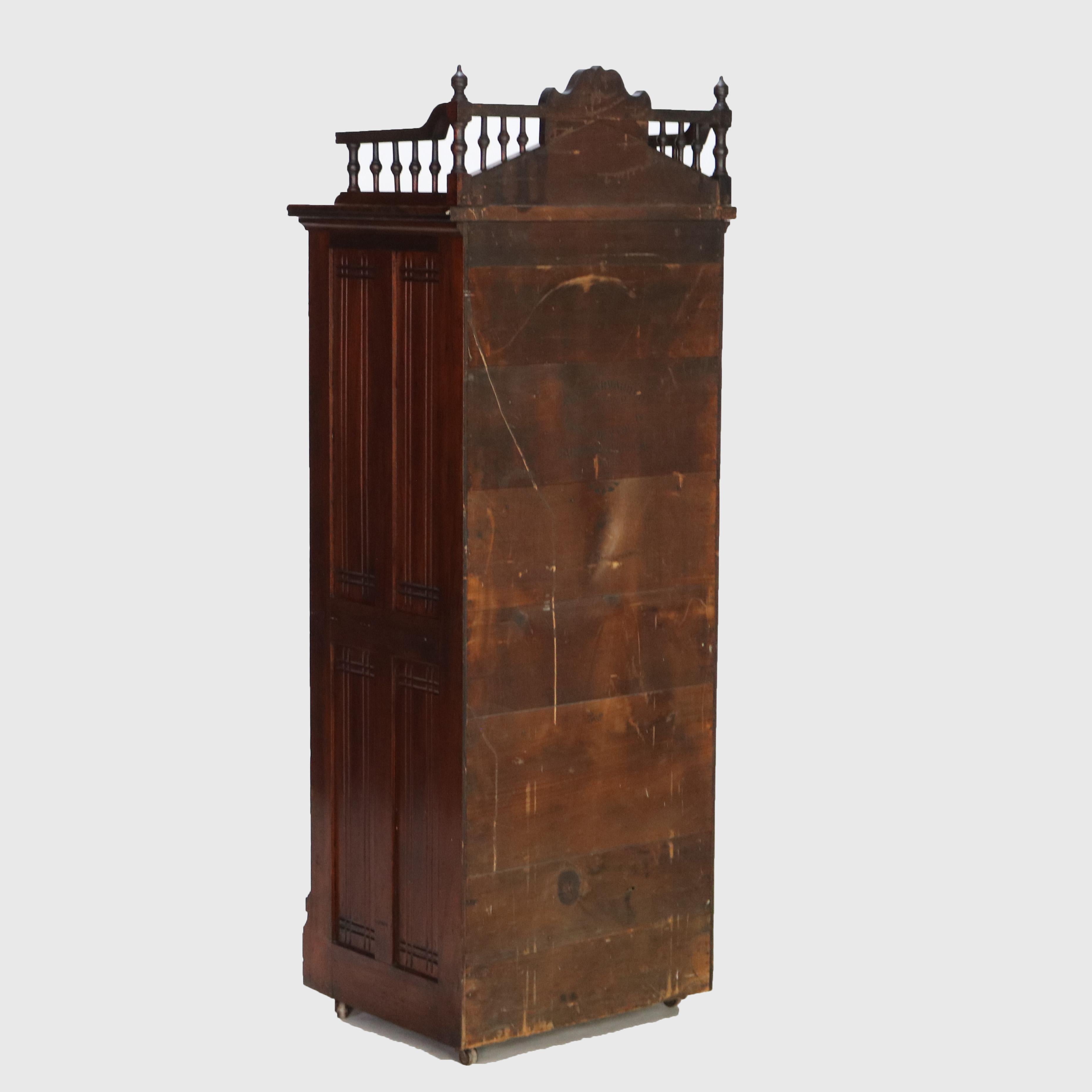 Antique Harvard Co. Signed Walnut Dental Cabinet with Drawers & Lazy Susan c1900 12