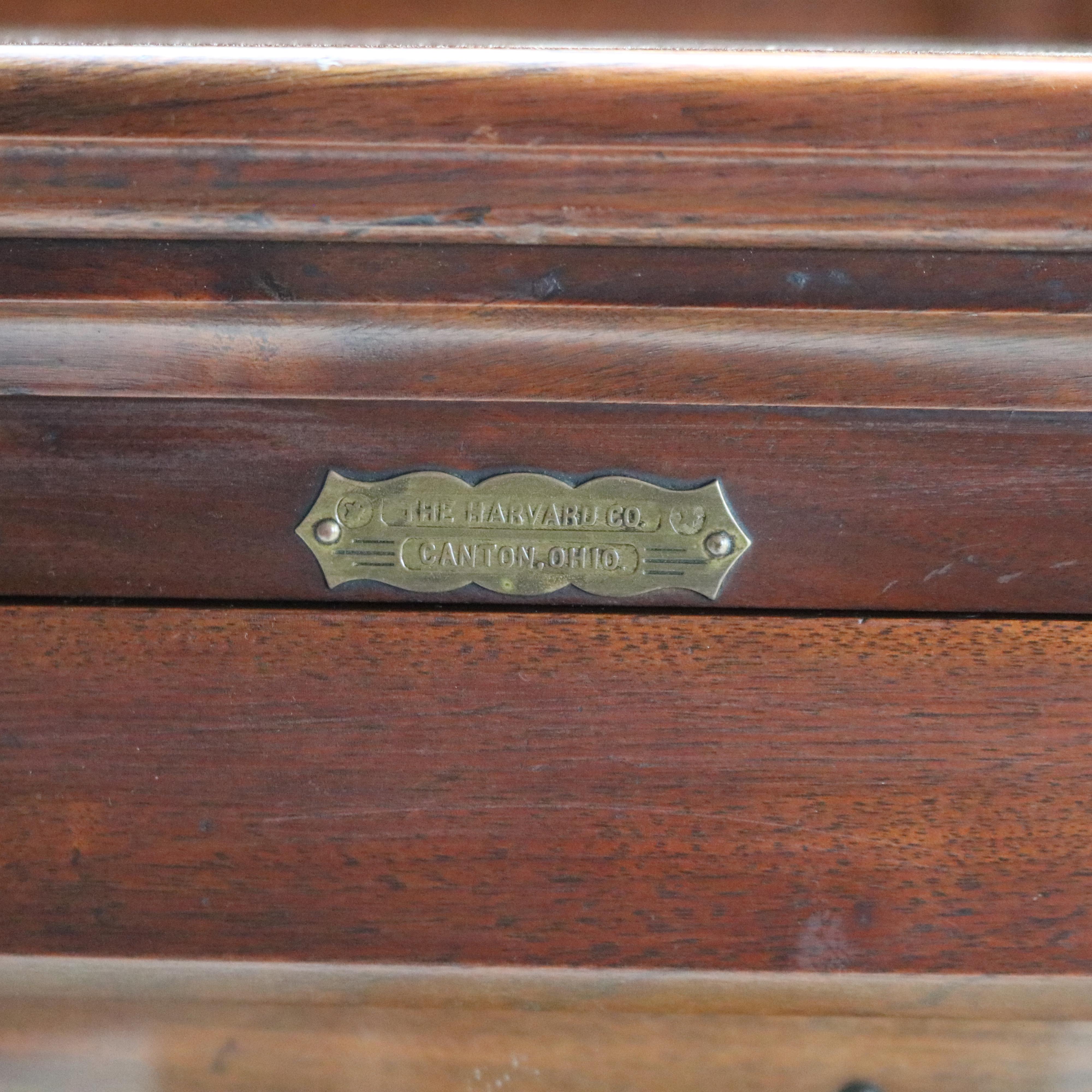 Antique Harvard Co. Signed Walnut Dental Cabinet with Drawers & Lazy Susan c1900 In Good Condition In Big Flats, NY