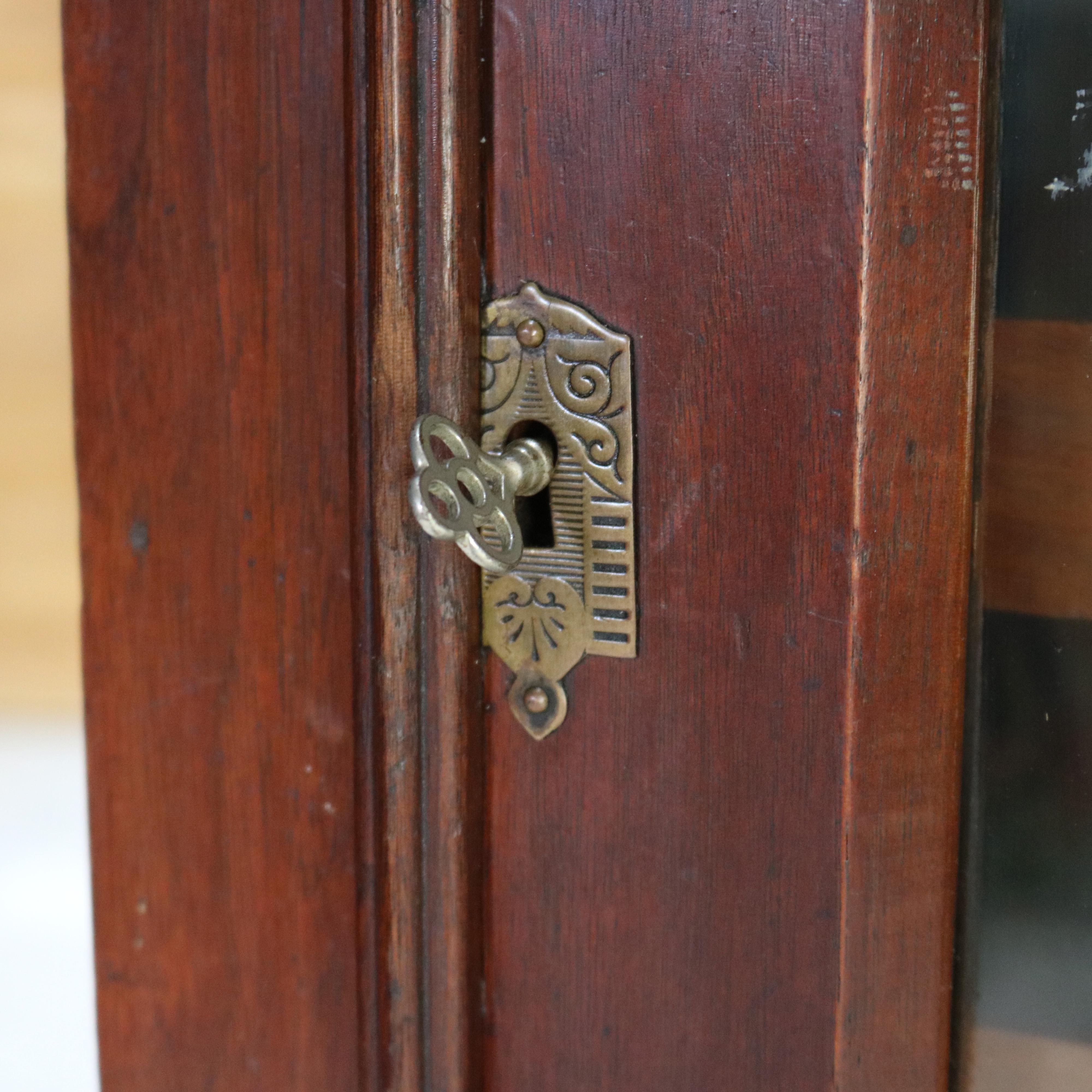 20th Century Antique Harvard Co. Signed Walnut Dental Cabinet with Drawers & Lazy Susan c1900