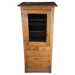 Antique Harvard Company Quartersawn Oak Dental Cabinet Curio Showcase Display