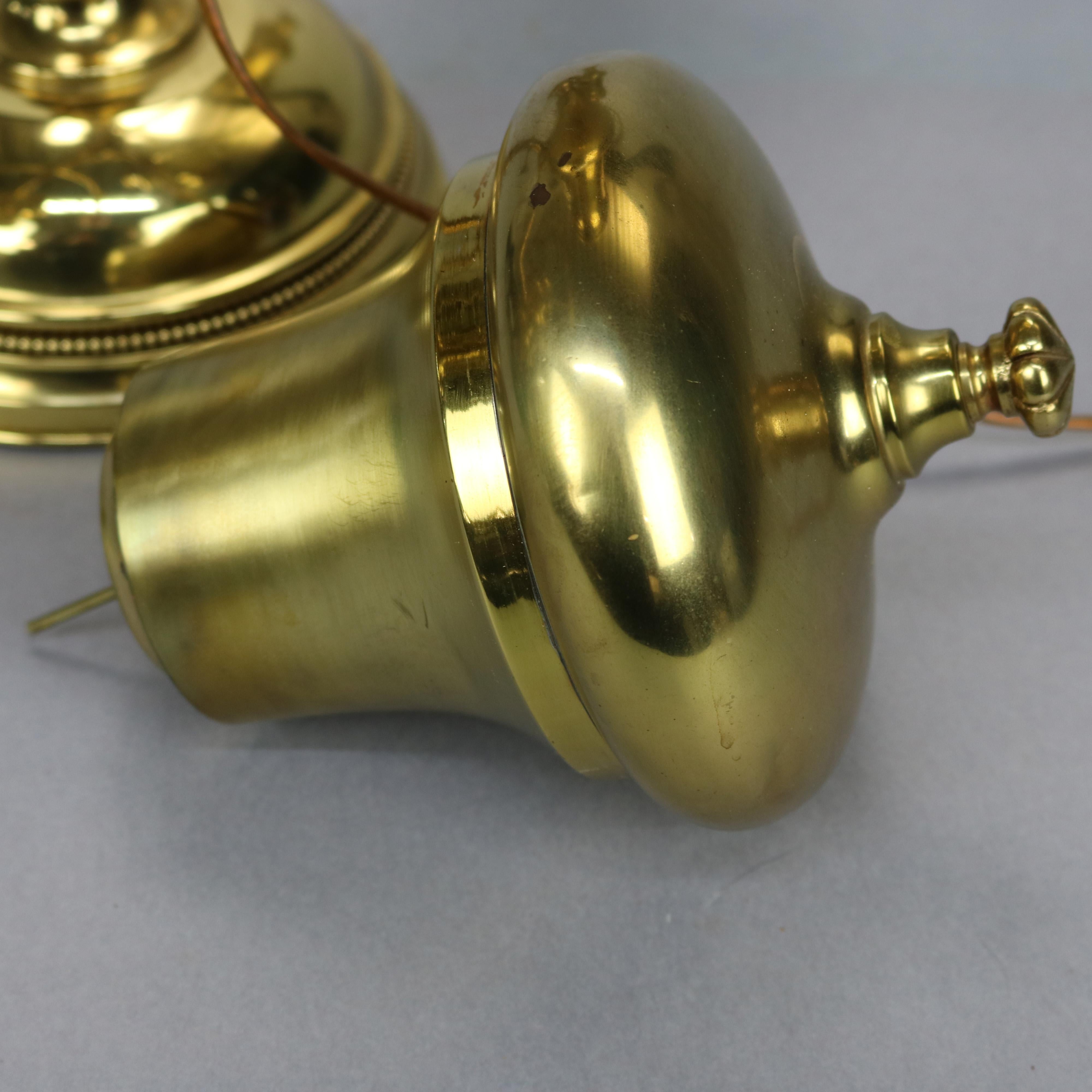 Antique Harvard School Double Student Lamp with Green Cased Glass Shades, c1890 3