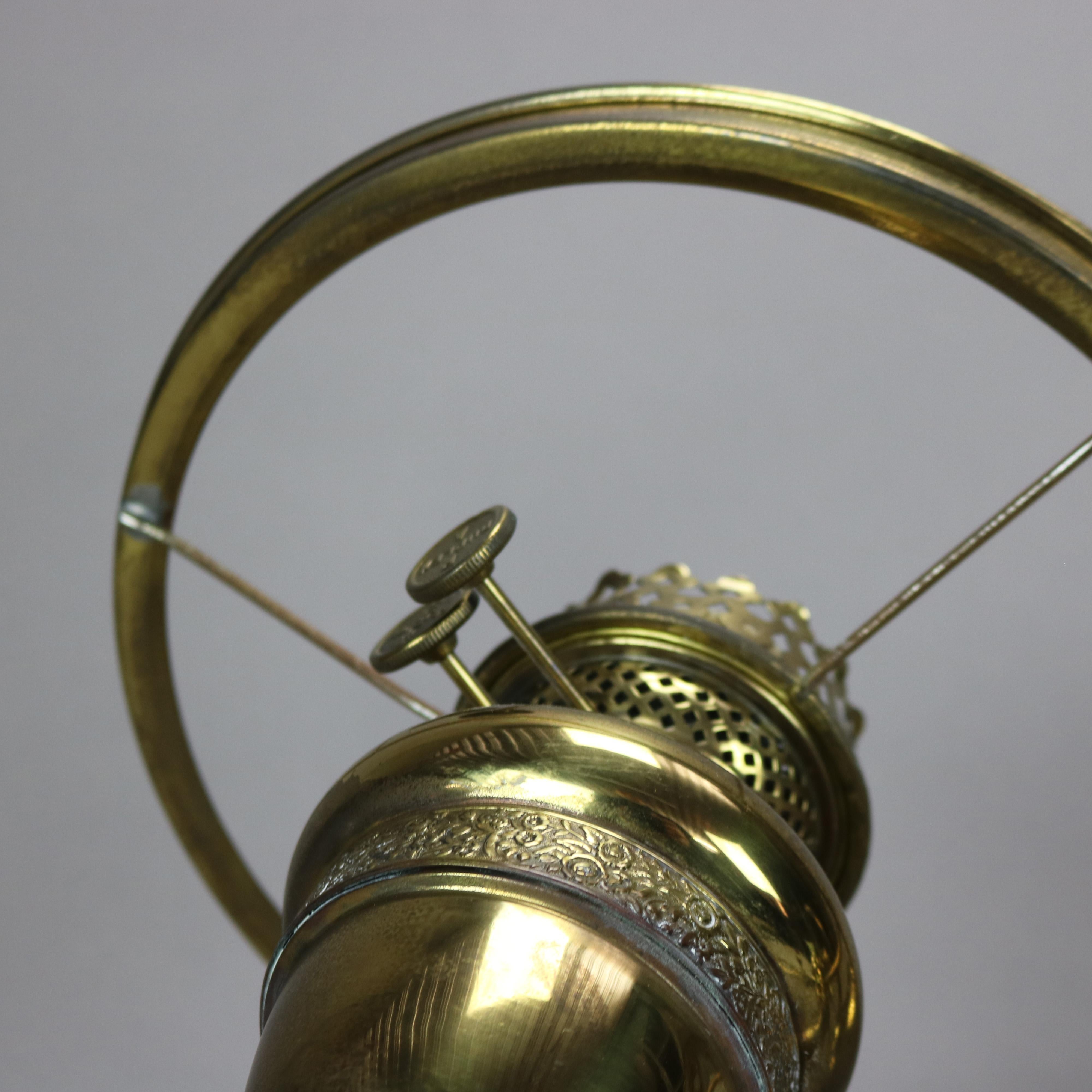 Antique Harvard School Duplex Brass Double Student Oil Lamp, c1890 13