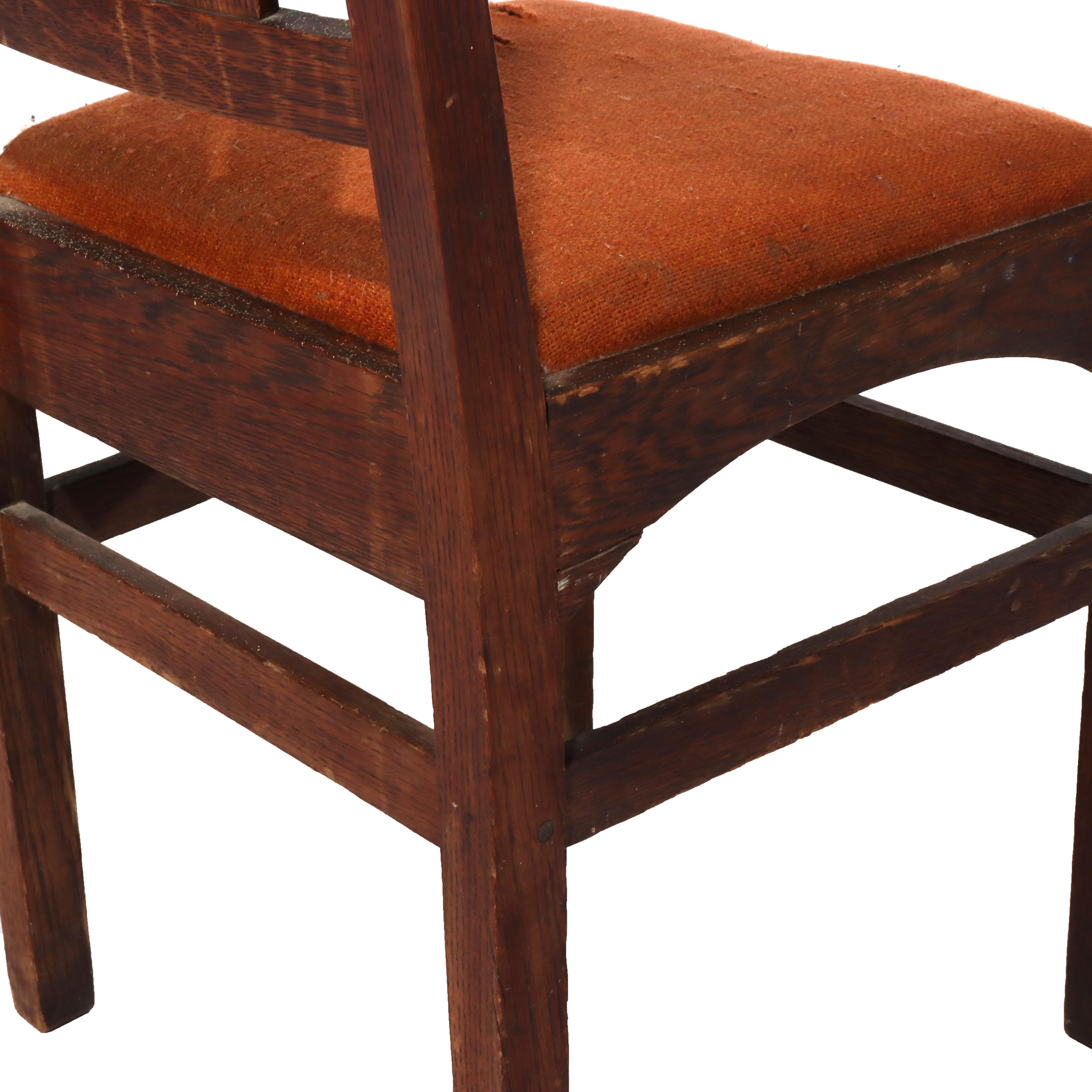 Antique Harvey Ellis Gustav Stickley Oak Dining Chair C1910 in vendita 4