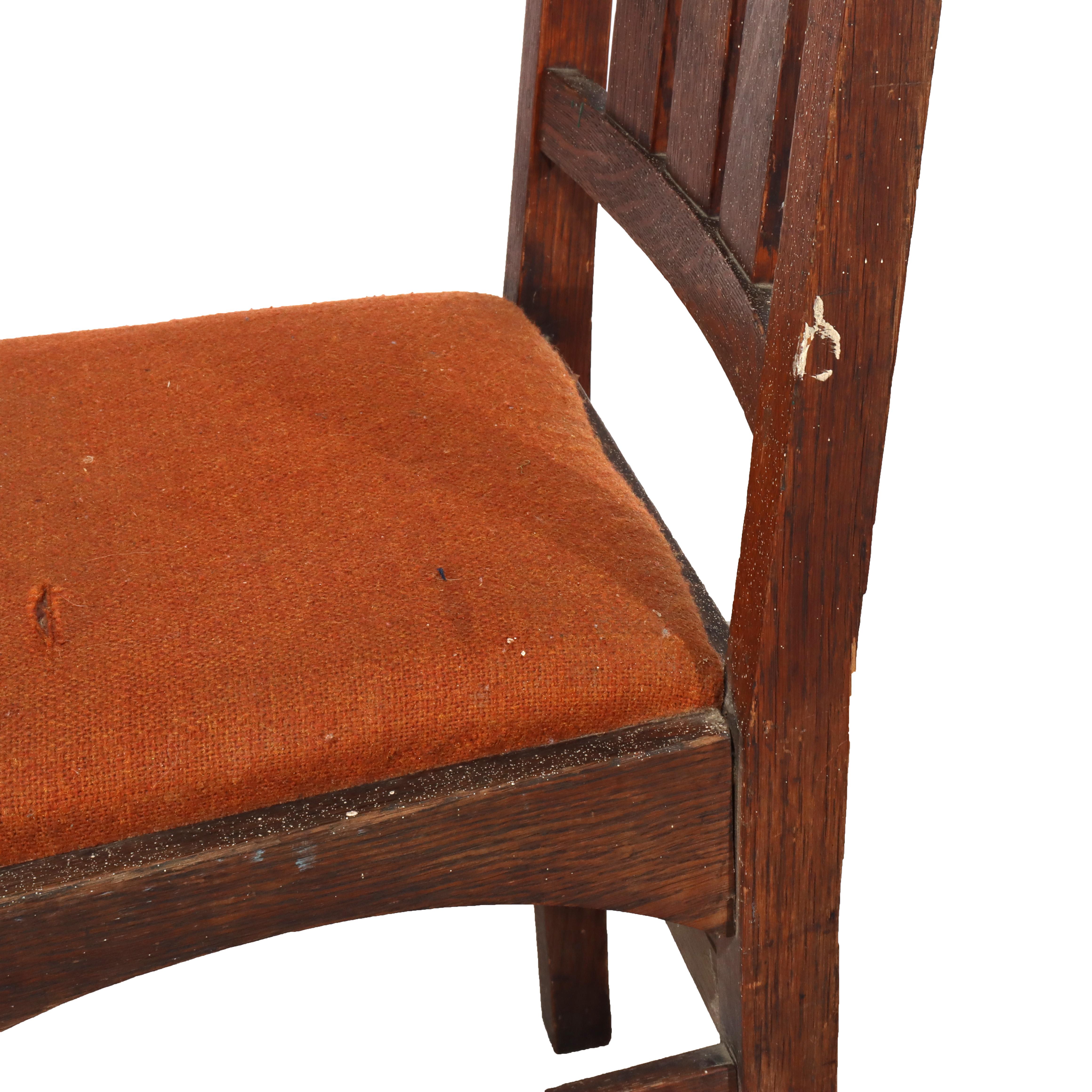 XX secolo Antique Harvey Ellis Gustav Stickley Oak Dining Chair C1910 in vendita