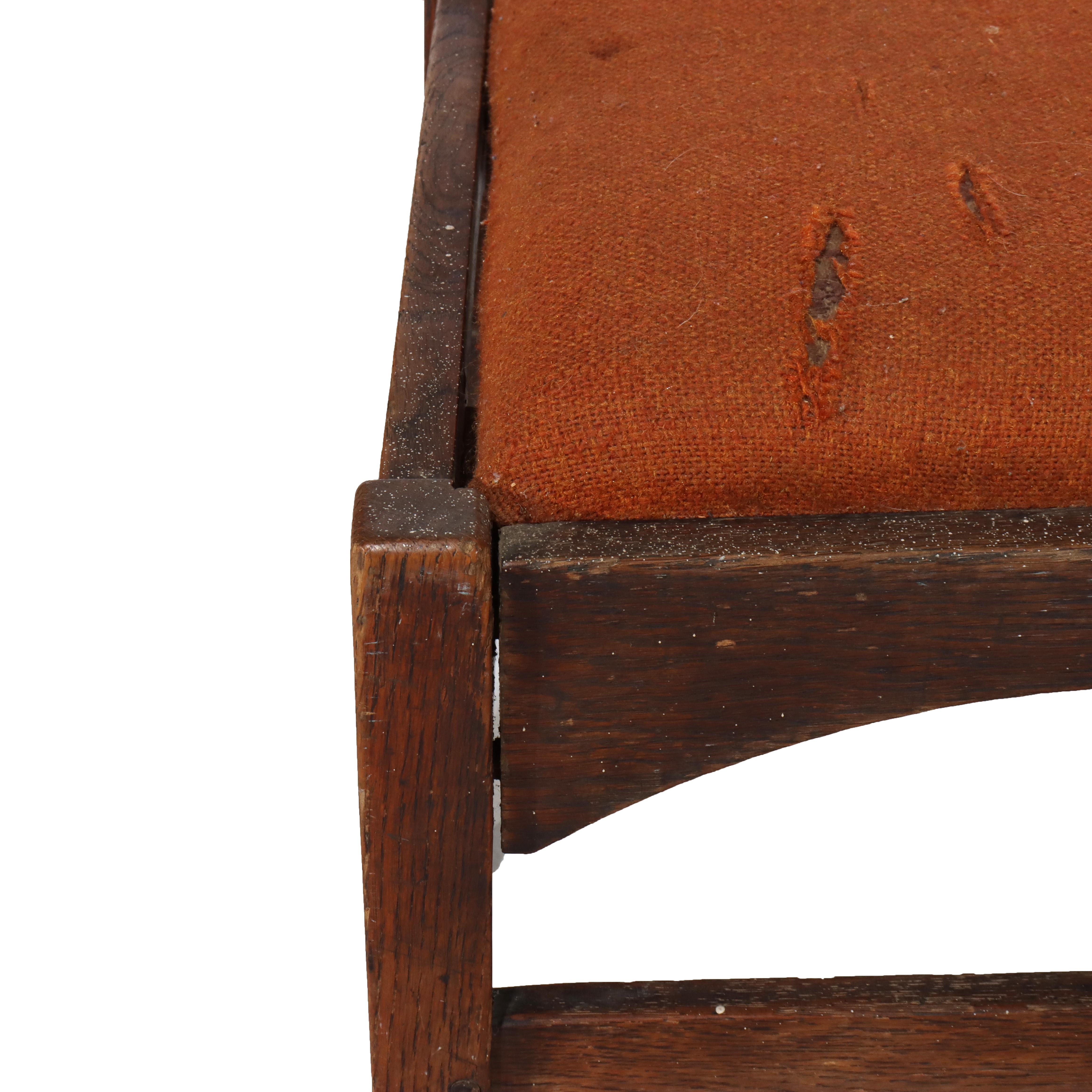 Quercia Antique Harvey Ellis Gustav Stickley Oak Dining Chair C1910 in vendita