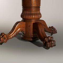 Antique Hastings Carved Oak Claw Foot Split Pedestal Dining Table, circa 1910