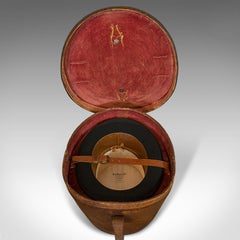 Antique Hat Box, English, Leather, Case, Silk Top Hat, Dunn, Regency, circa 1820