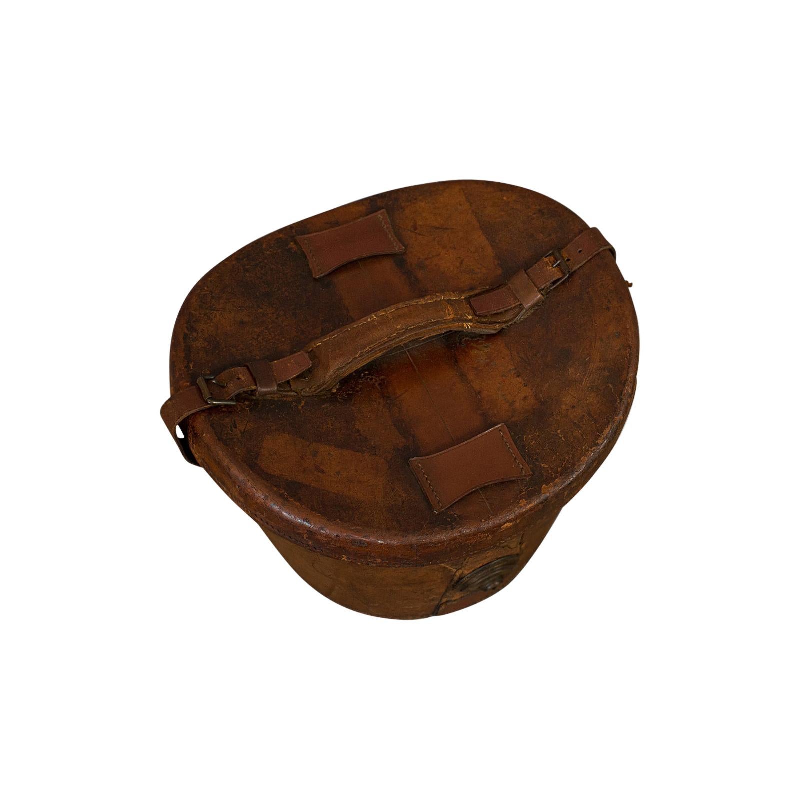 Antique Hat Box, English, Leather, Case, Silk Top Hat, Dunn, Regency, circa 1820 For Sale