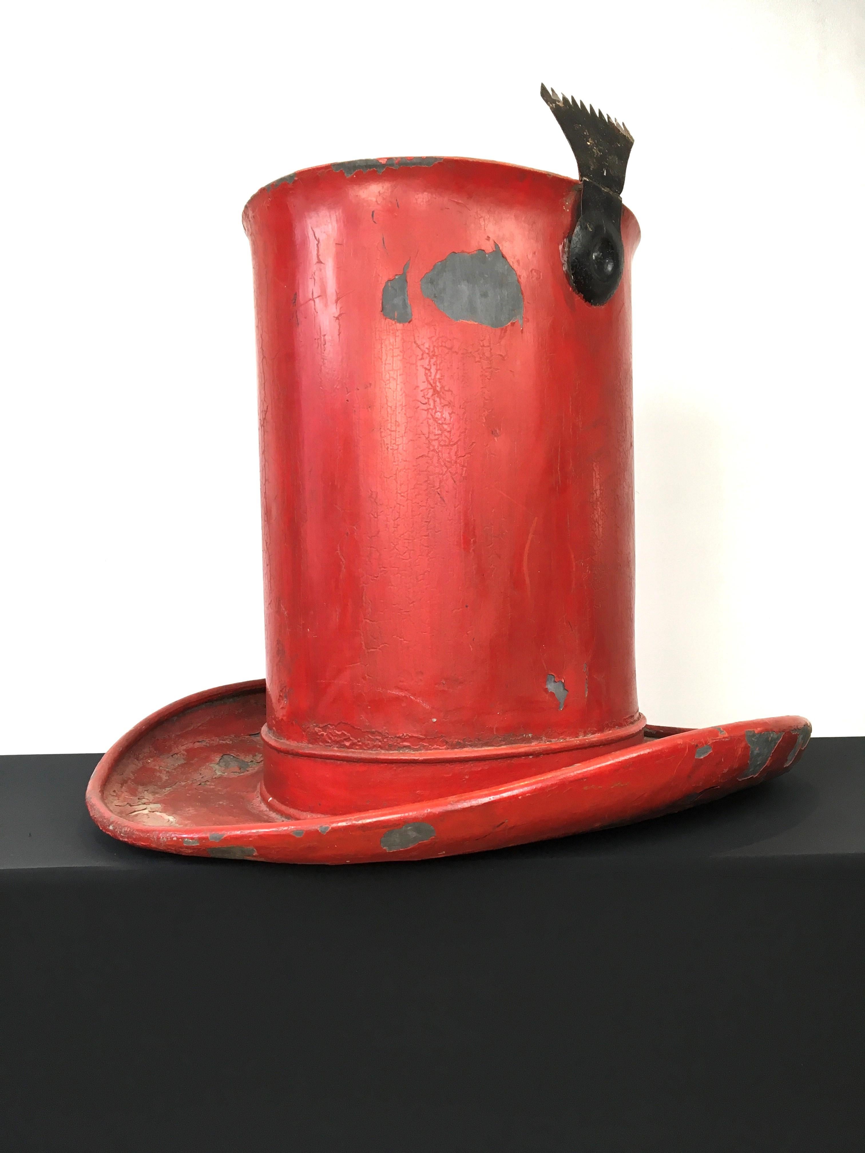 Antique Zinc Red Hat Maker Trade Sign, France, Early 20th Century  For Sale 14