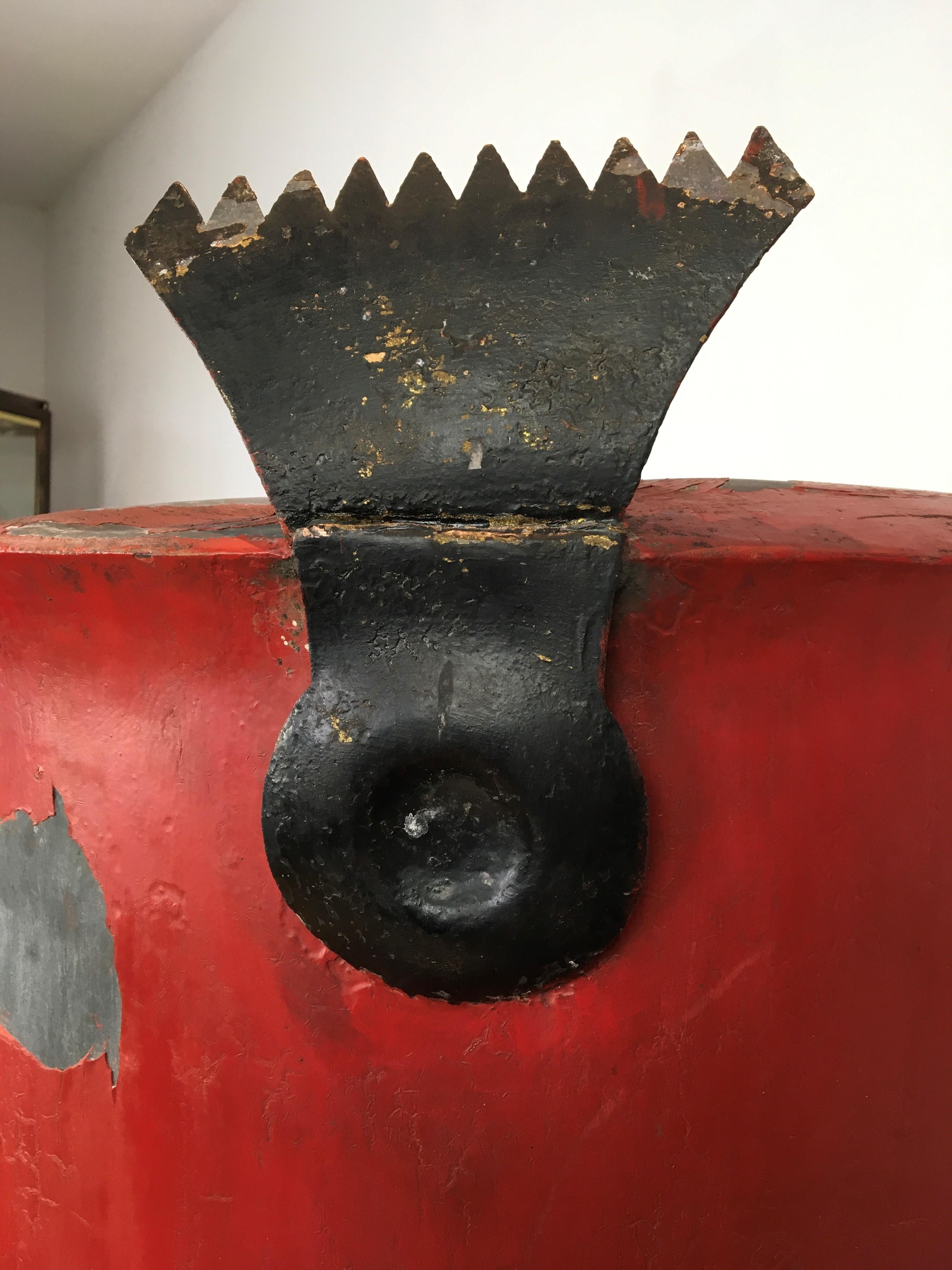 Antikes rotes Zink-Hut-Hersteller-Handelsschild, Frankreich, frühes 20. Jahrhundert  im Angebot 1