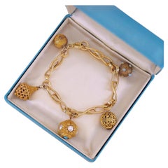 Antique Hatpin Charm Bracelet of 14k & 18k Gold