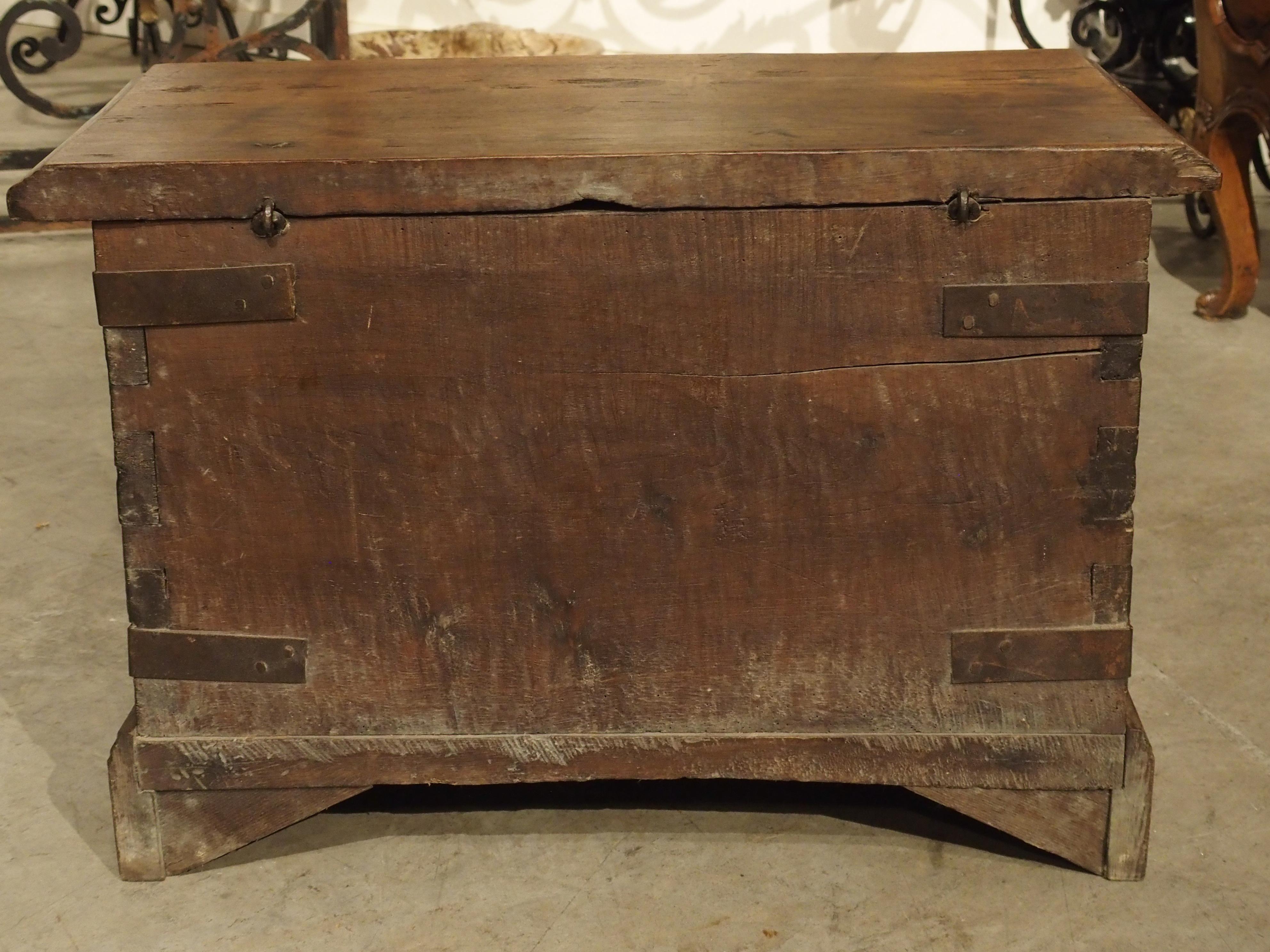 Antique Haute Epoque Style Oak and Iron Trunk from France 7