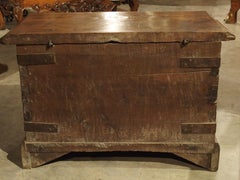 Antique Haute Epoque Style Oak and Iron Trunk from France