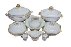 Antiguo Haviland Limoges Porcelana Blanca y Dorada Soperas de Servir 15"