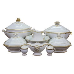 Antiguo Haviland Limoges Porcelana Blanca y Dorada Soperas de Servir 15"