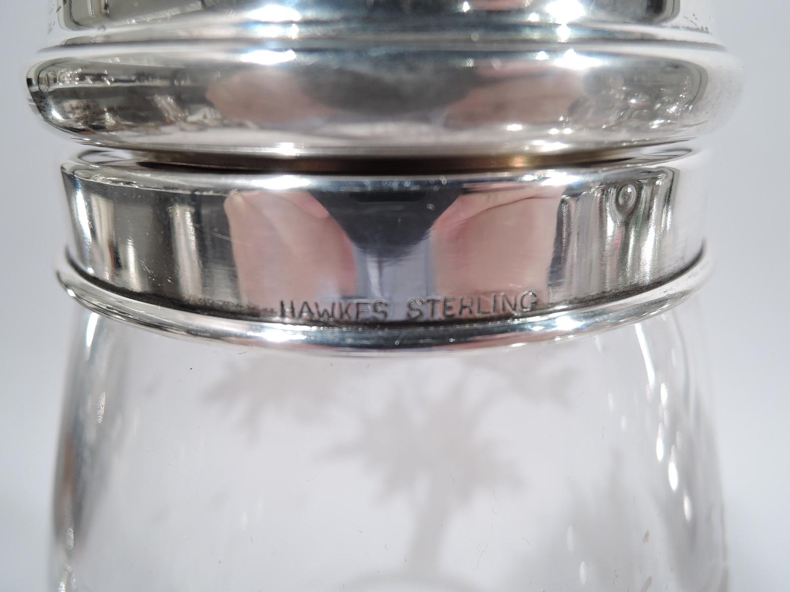 Antique Hawkes Glass and Sterling Silver Fox Hunt Cocktail Shaker 1