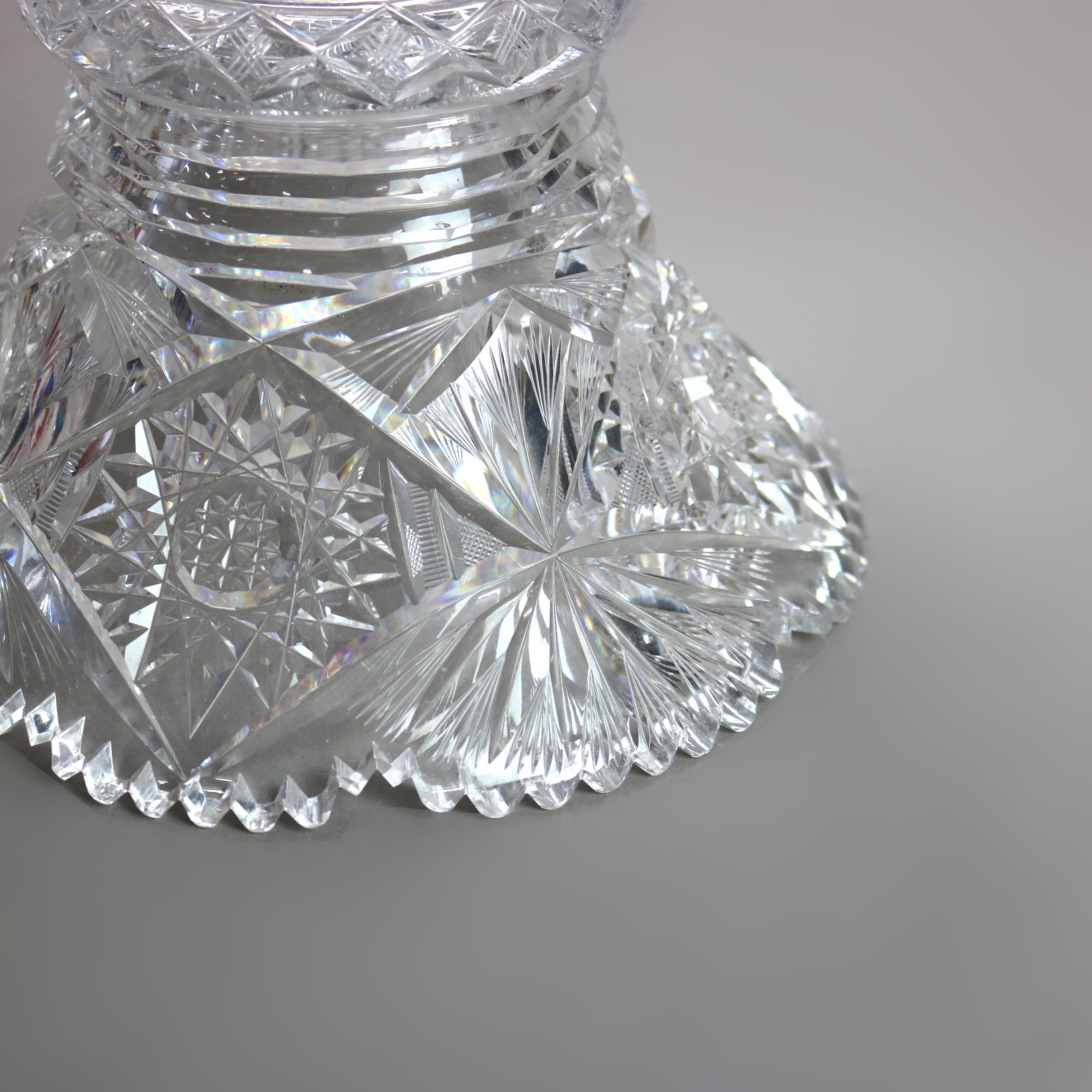 20th Century Antique Hawkes School Brilliant Cut Glass Two-Piece Punch Bowl C1900