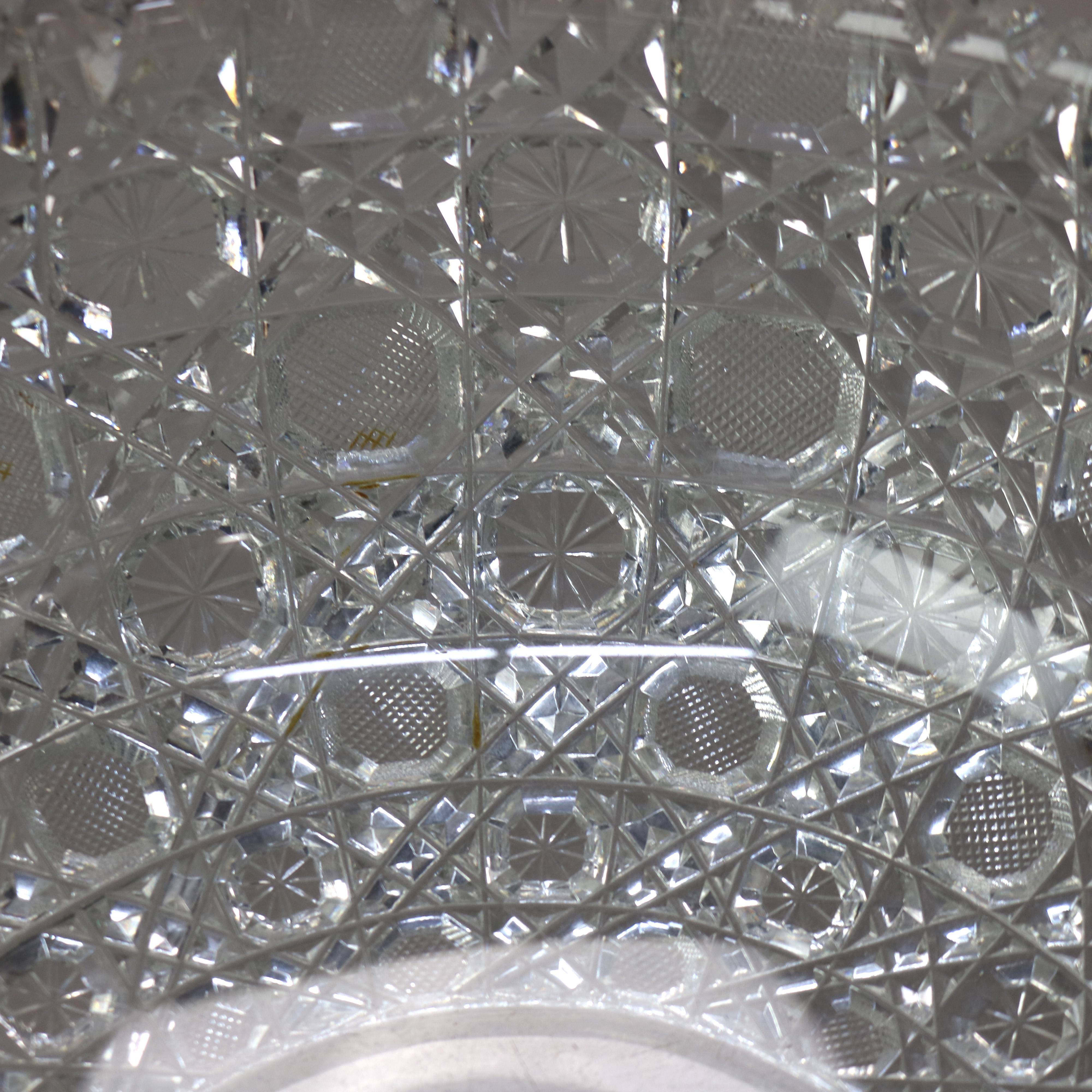 Antique Hawkes School Brilliant Cut Glass Two Piece Punch Bowl C1900 3