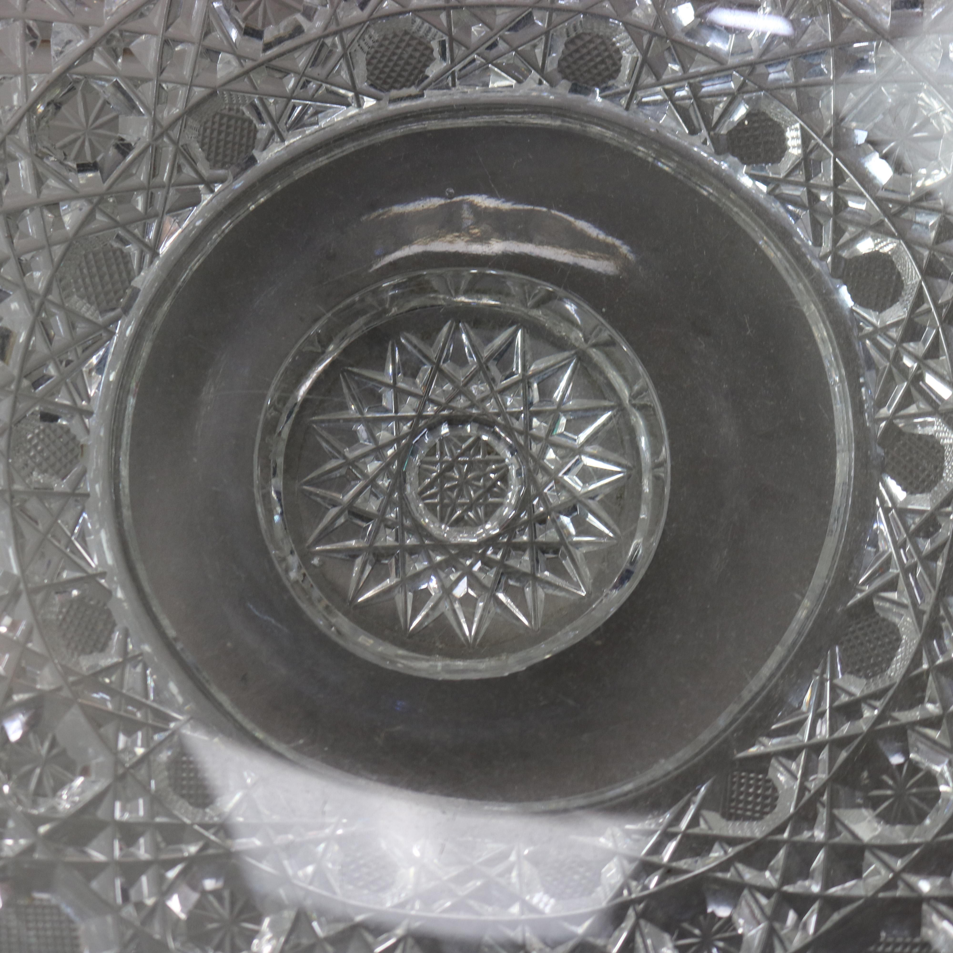 Antique Hawkes School Brilliant Cut Glass Two Piece Punch Bowl C1900 4