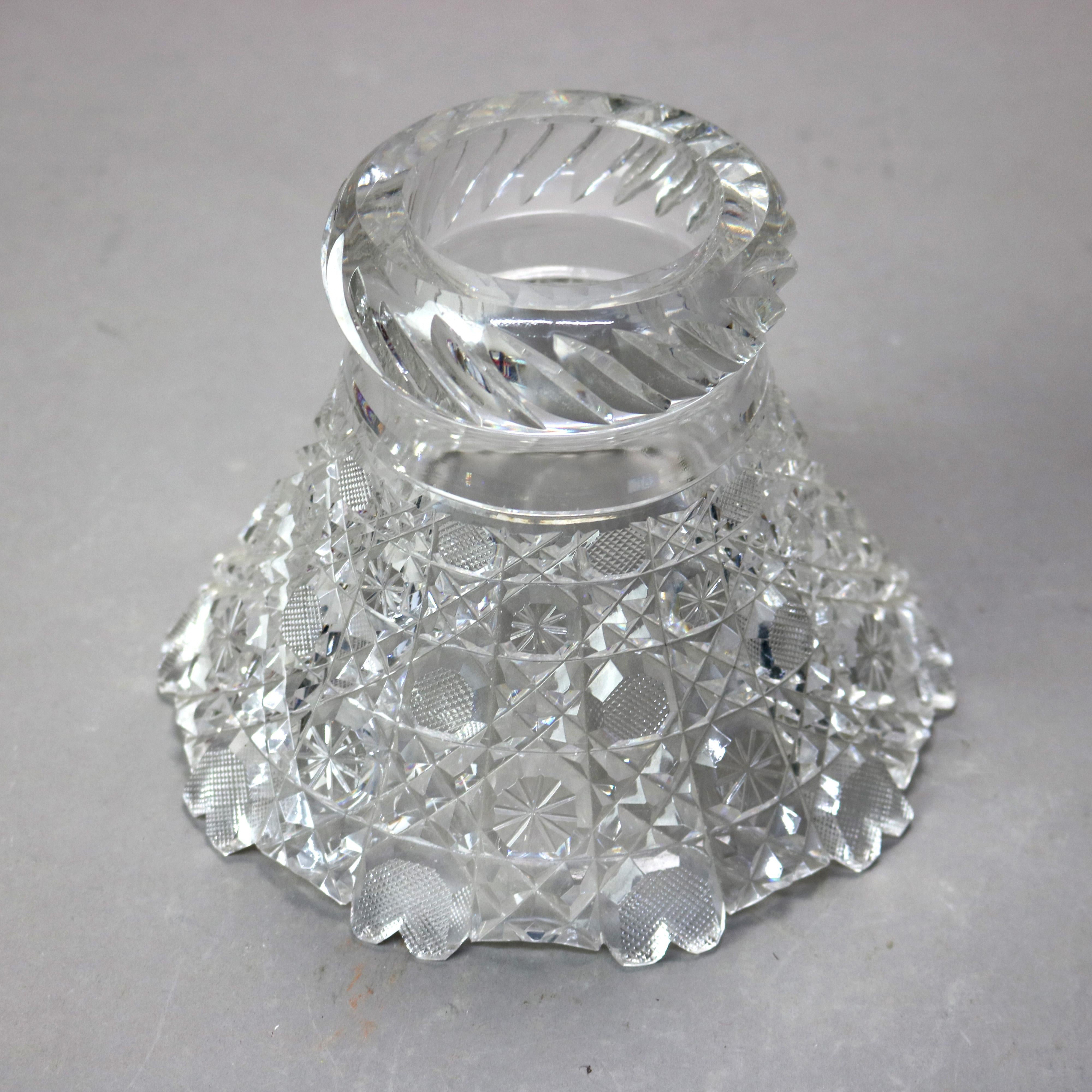 Antique Hawkes School Brilliant Cut Glass Two Piece Punch Bowl C1900 5