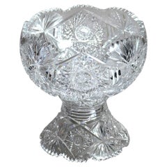 Antique Hawkes School Brilliant Cut Glass Two-Piece Punch Bowl C1900