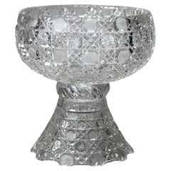 Antique Hawkes School Brilliant Cut Glass Two Piece Punch Bowl C1900