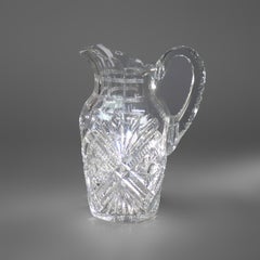 Antique Hawkes School Brilliant Cut Glass Water Pitcher C1890
