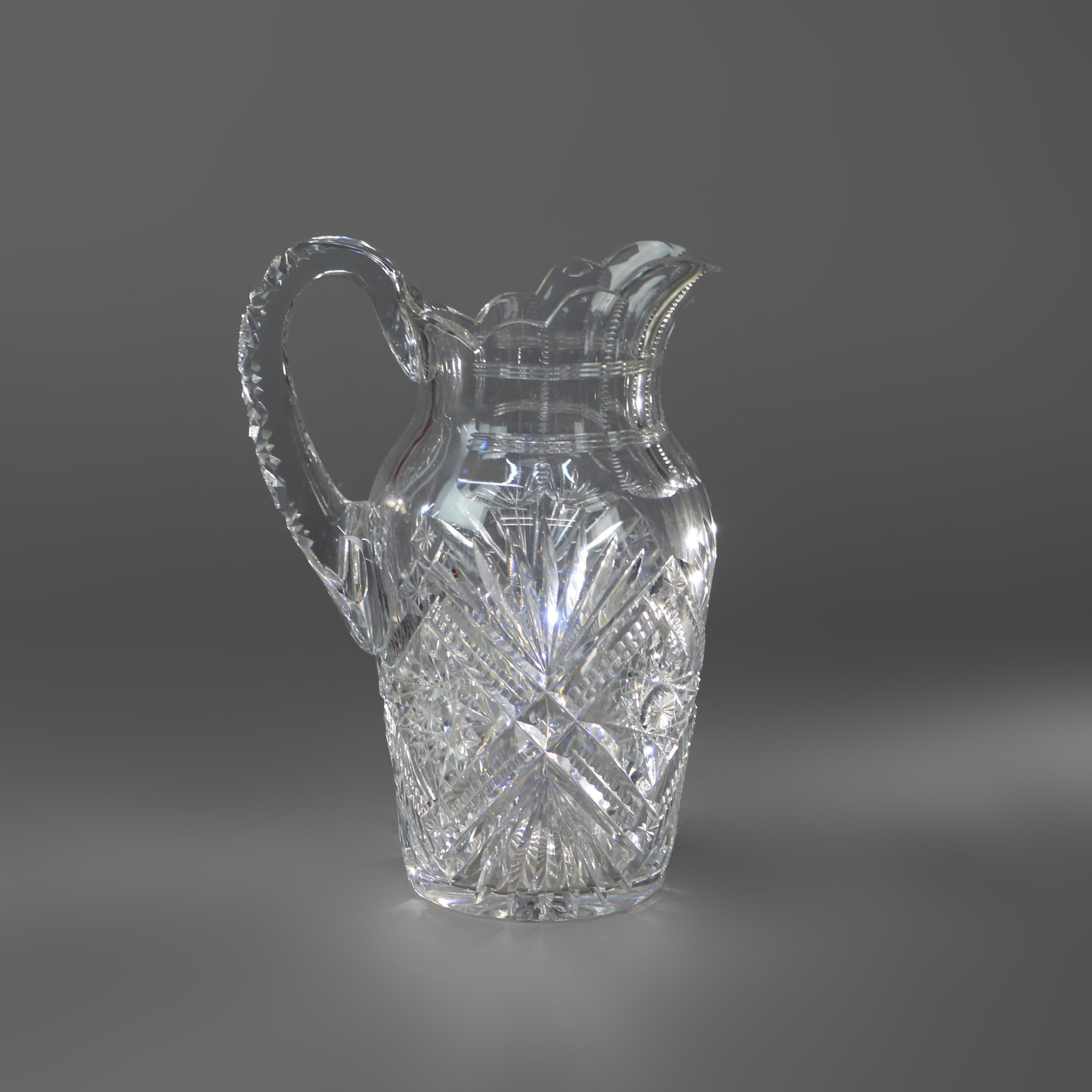 Antique Hawkes School Brilliant Cut Glass Water Pitcher C1890 For Sale 1