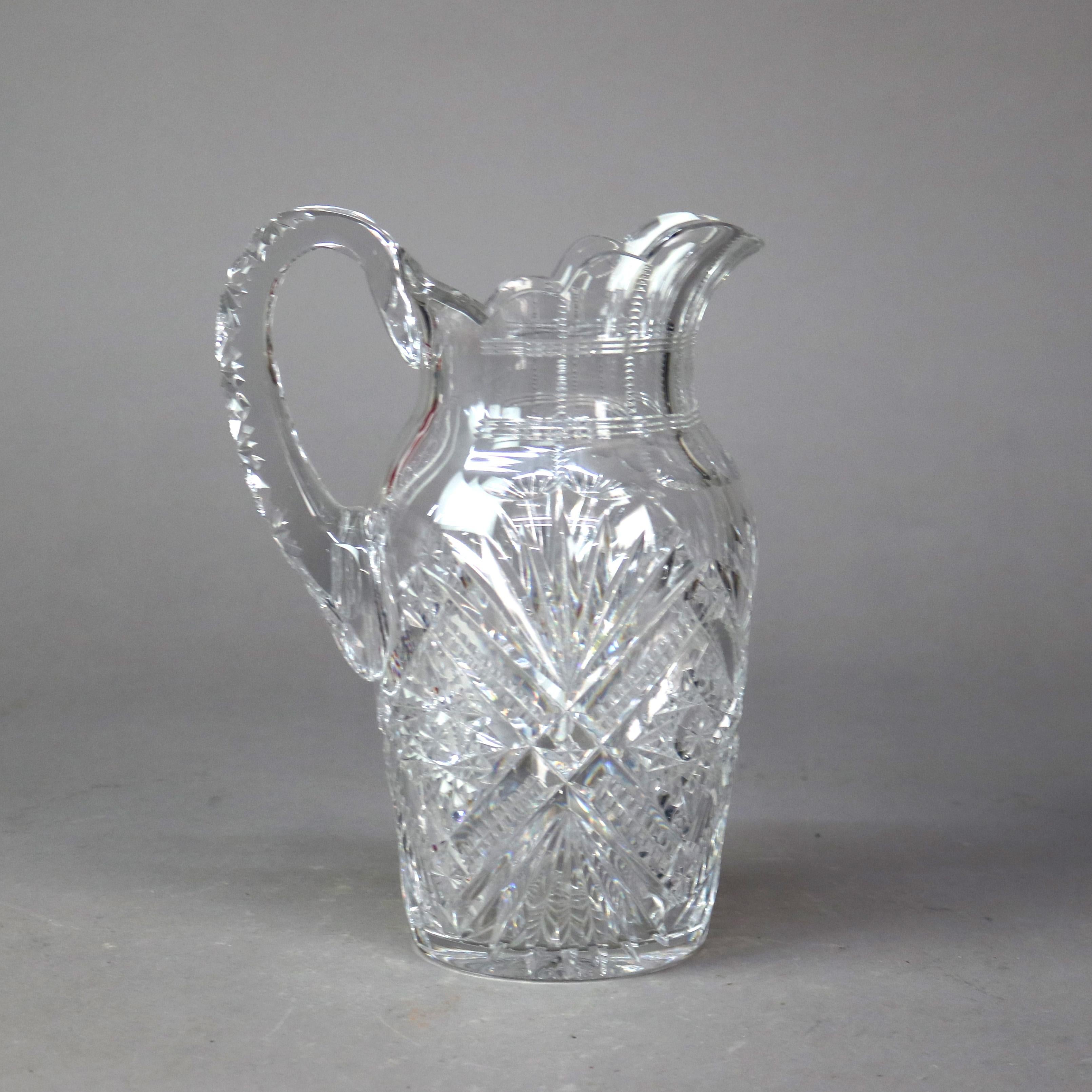 Antique Hawkes School Brilliant Cut Glass Water Pitcher C1890 For Sale 2