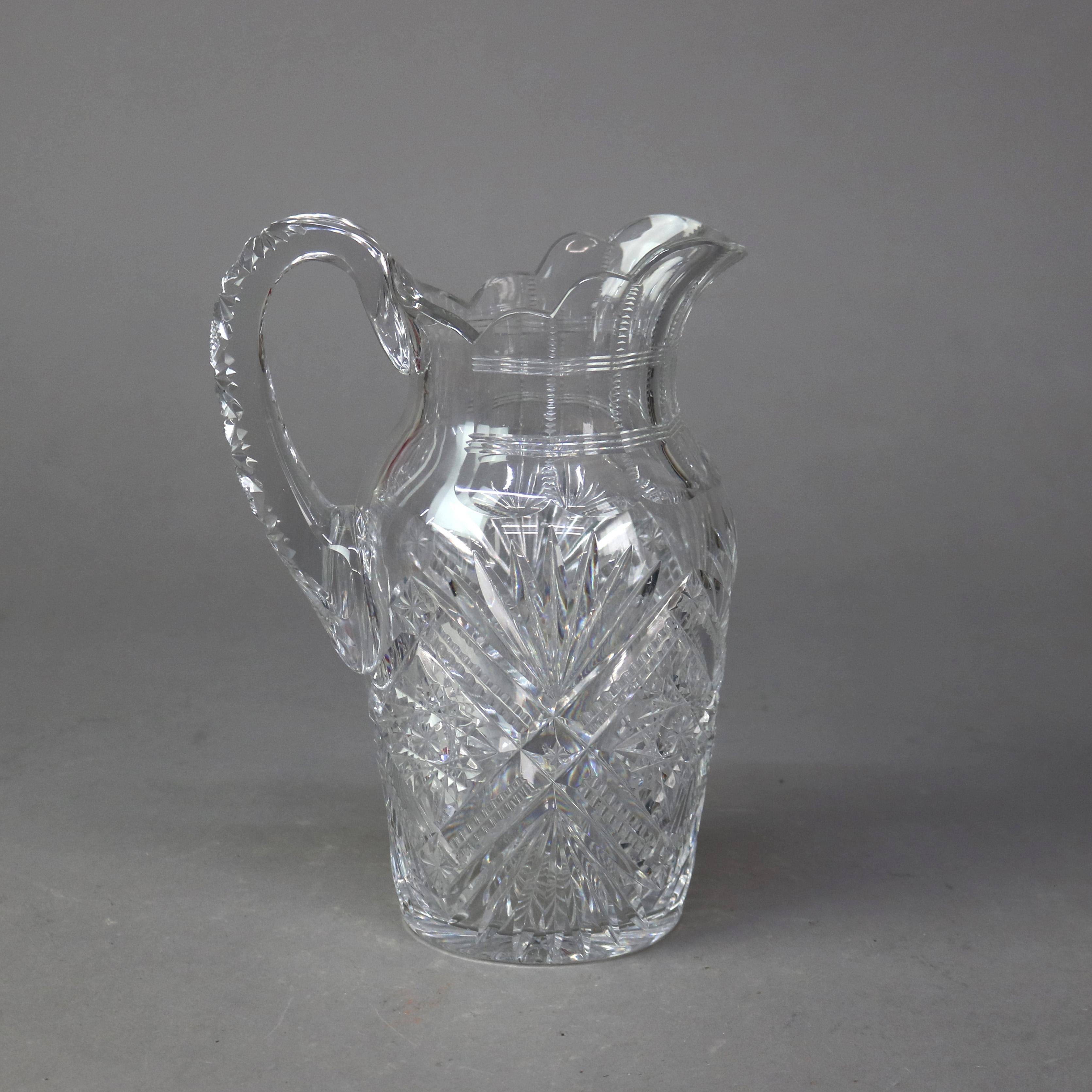 Antique Hawkes School Brilliant Cut Glass Water Pitcher C1890 For Sale 5