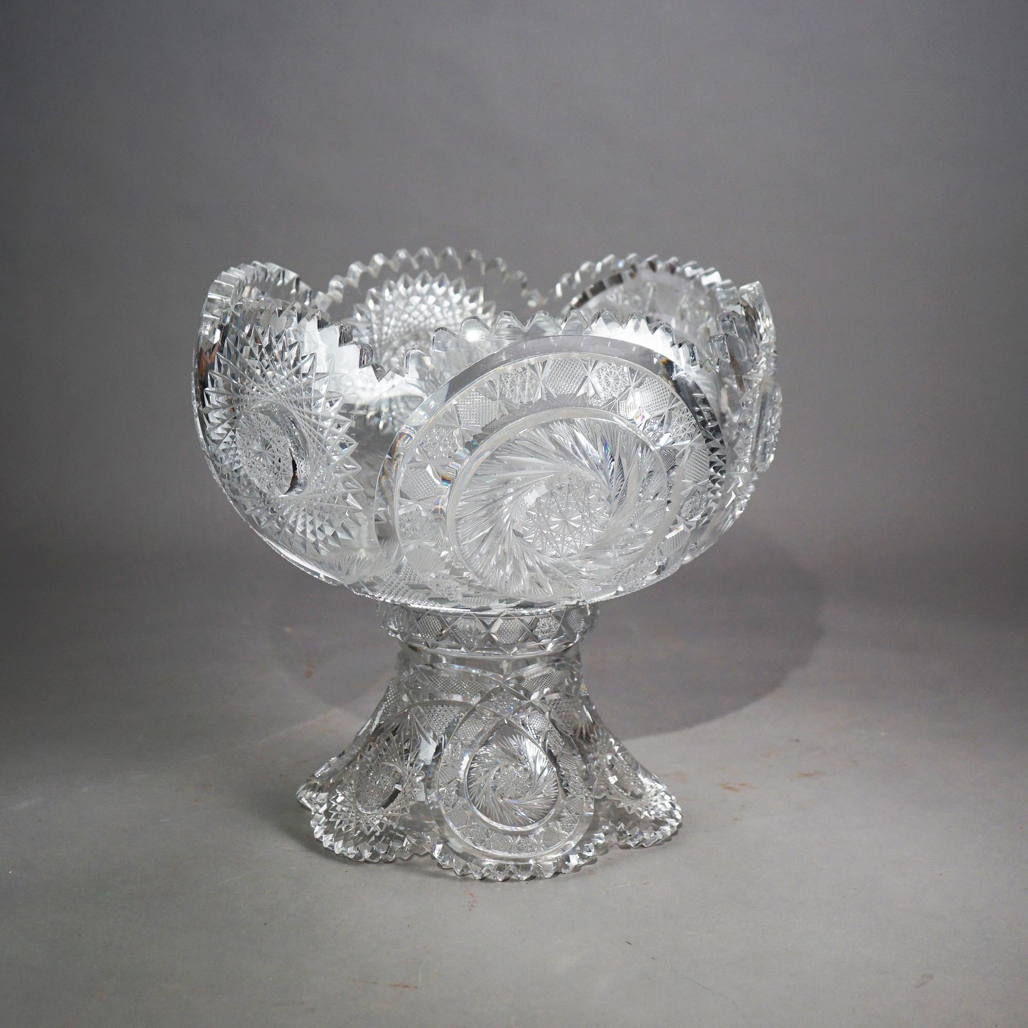 Antique Brilliant Deep Cut Glass Two-Piece Punch Bowl in the Manner of Hawkes C1910

Measures - 13.25