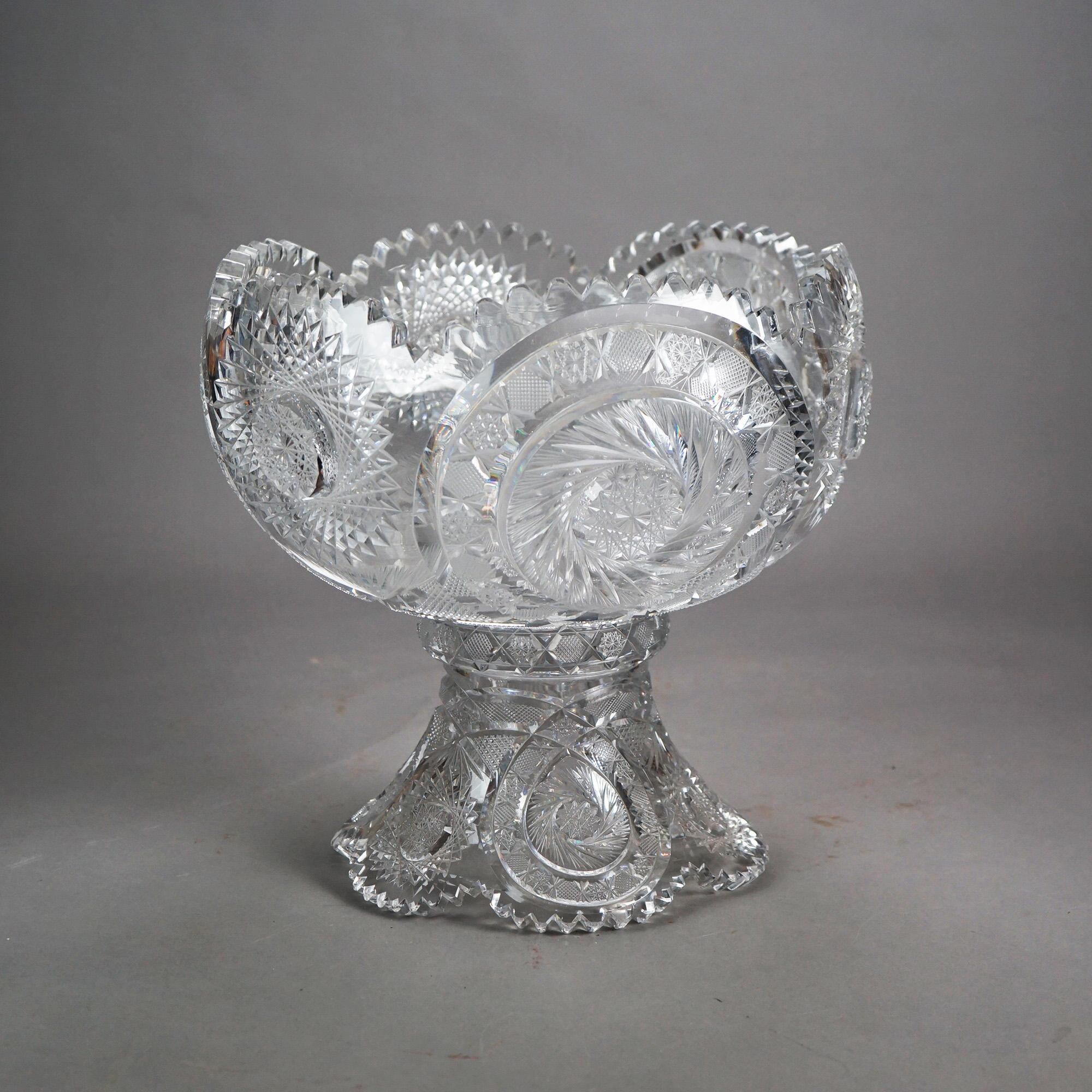 Antique Hawkes School Brilliant Deep Cut Glass Two-Piece Punch Bowl C1910 5